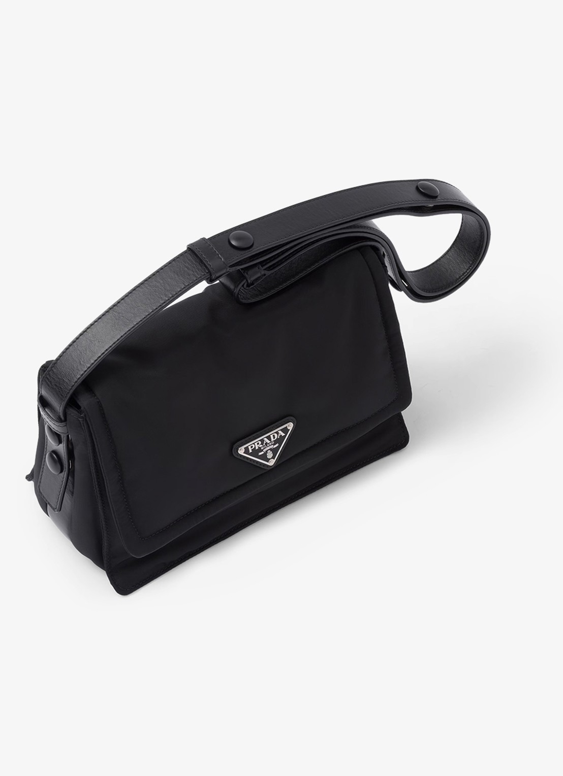 Prada Traveller Re-Nylon Small gewatteerde schoudertas met leren details - detail 3 zwart