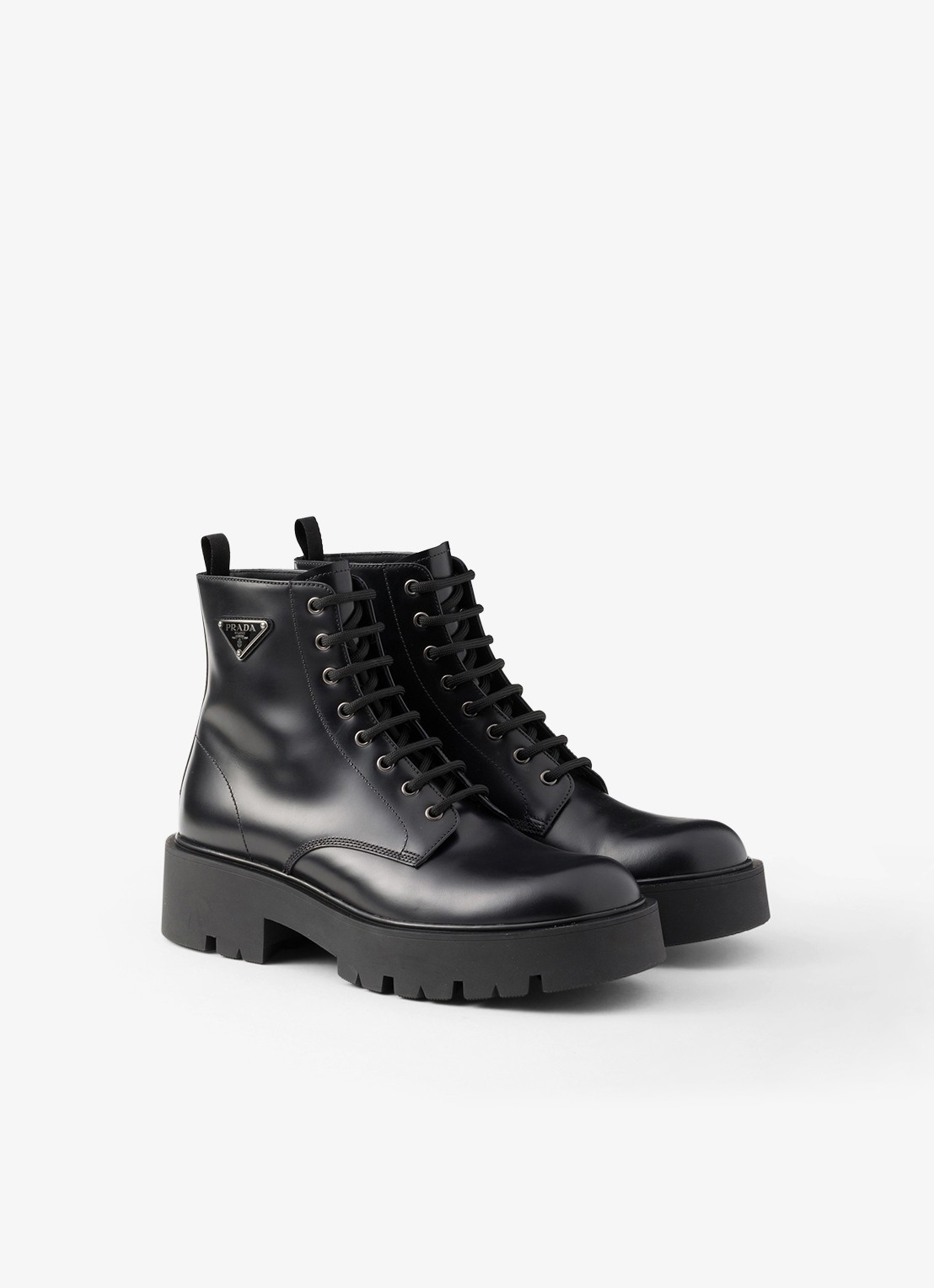 Prada Veterboot van leer - voorkant zwart