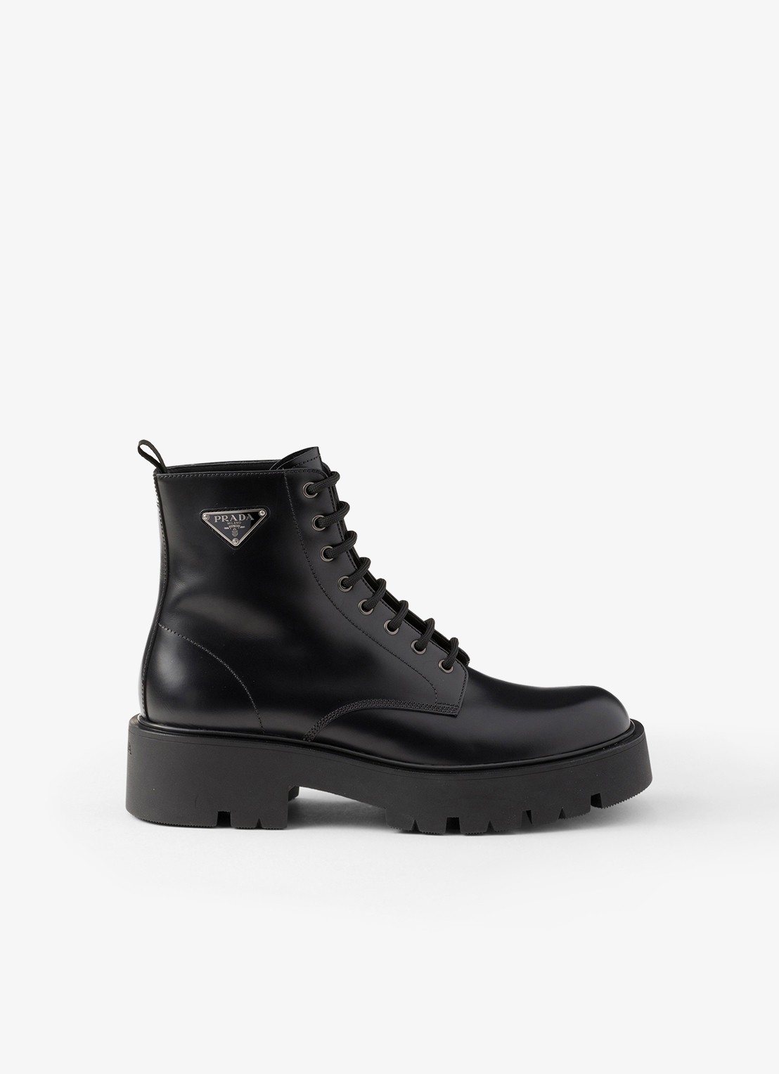 Prada Veterboot van leer - voorkant 2 zwart