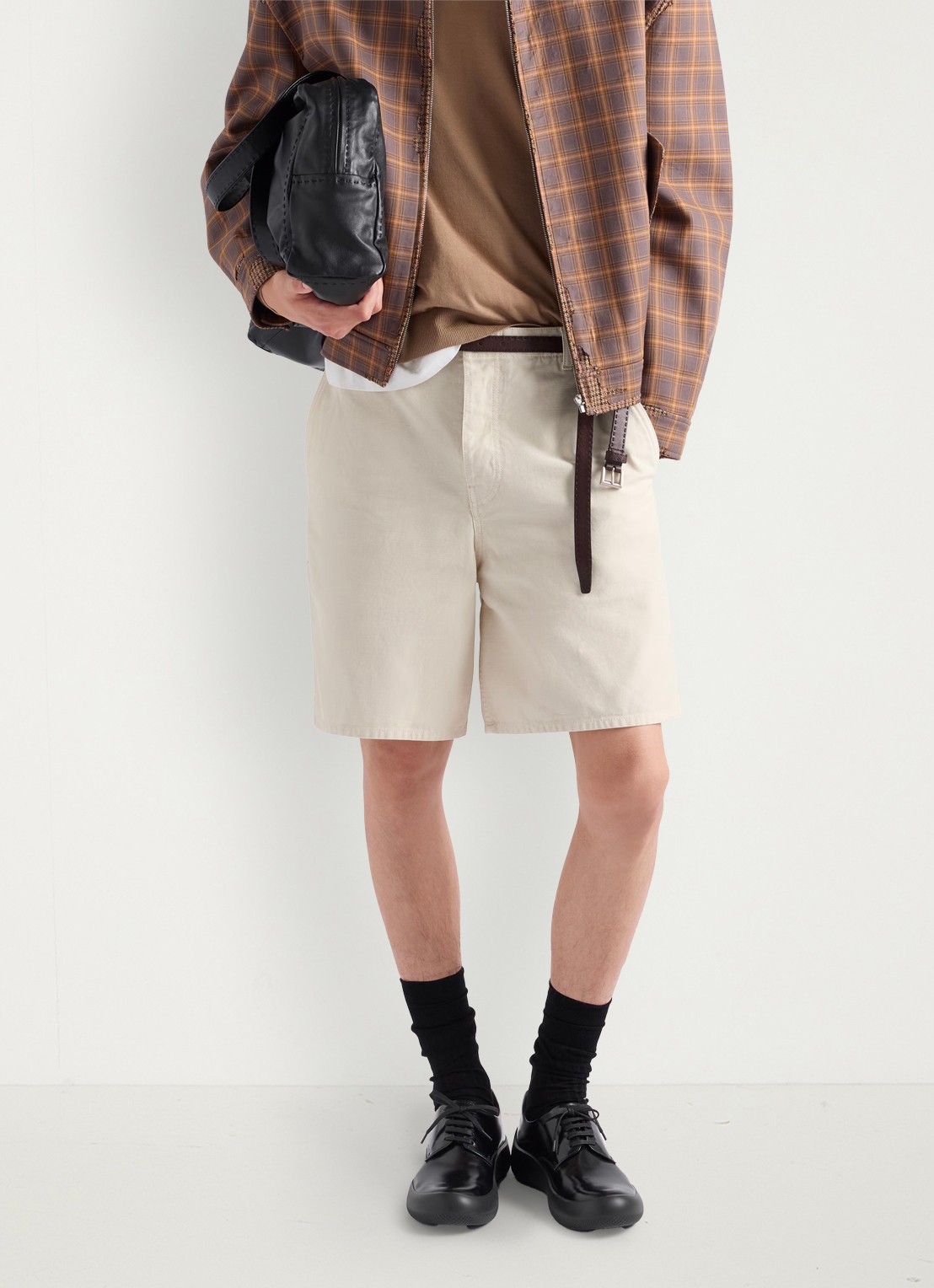 Prada Veterschoen van leer met glanzende finish - voorkant 6 zwart