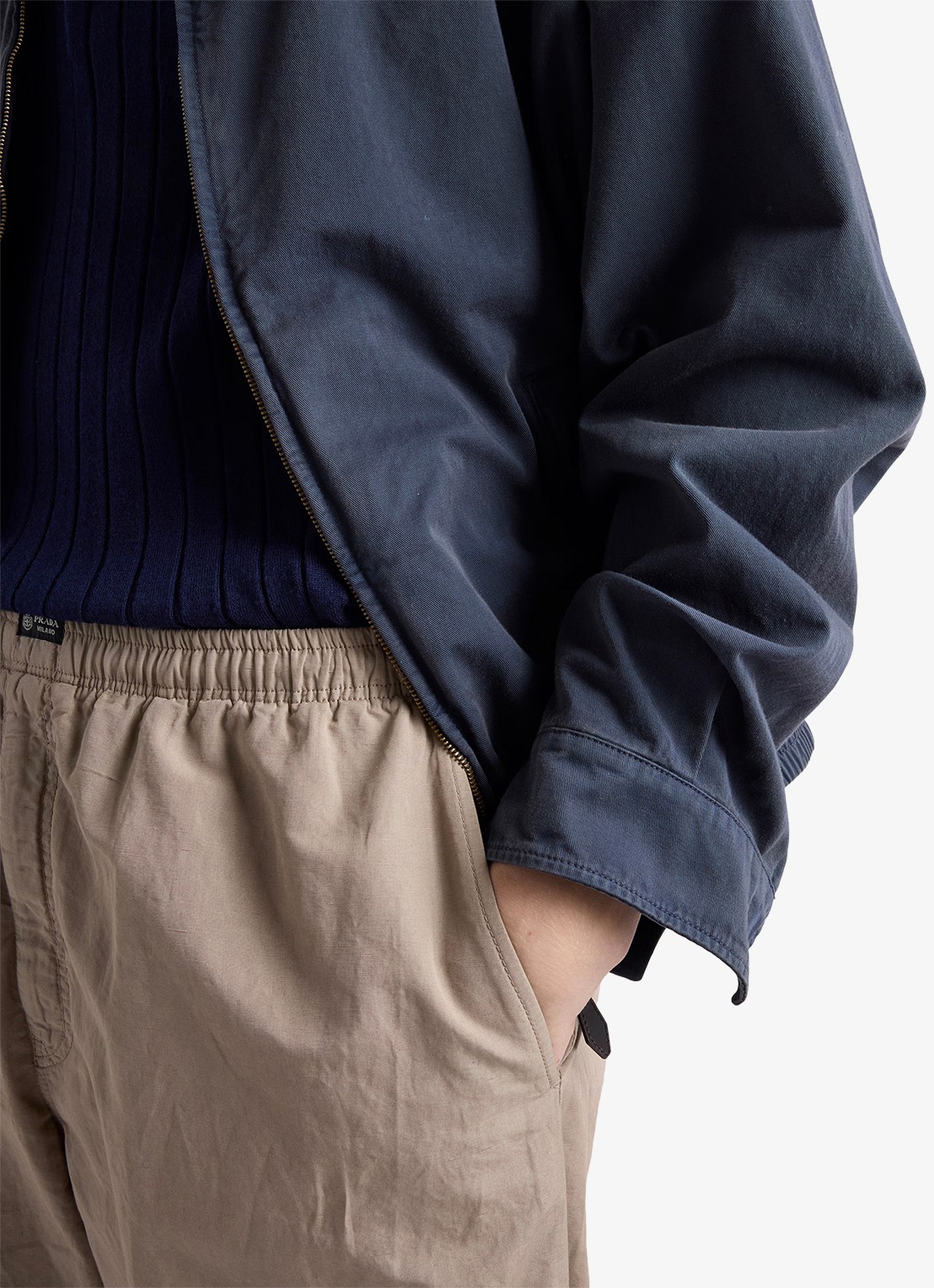 Prada Wide fit chino in linnenblend - detail 5 beige