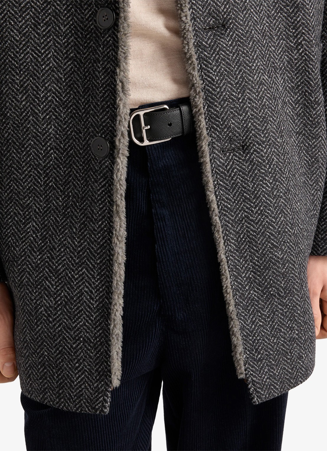 Prada Wide fit pantalon van corduroy - detail 2 donkerblauw