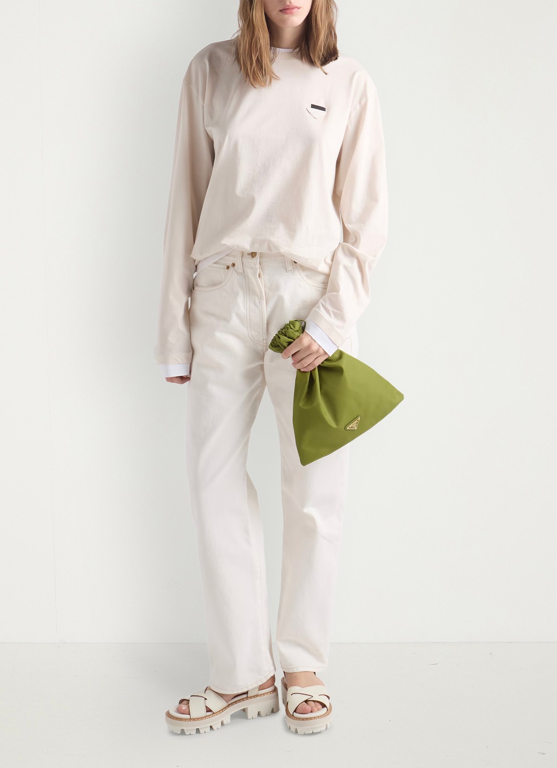 Prada Wish Re-Nylon handtas met logo - detail 6 groen