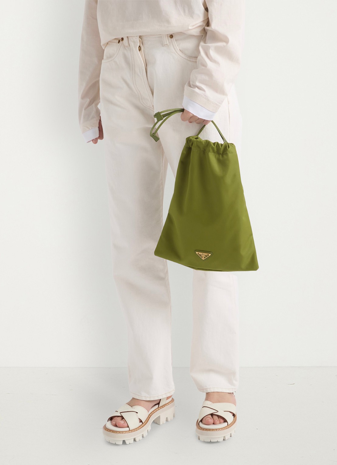 Prada Wish Re-Nylon handtas met logo - voorkant 3 groen