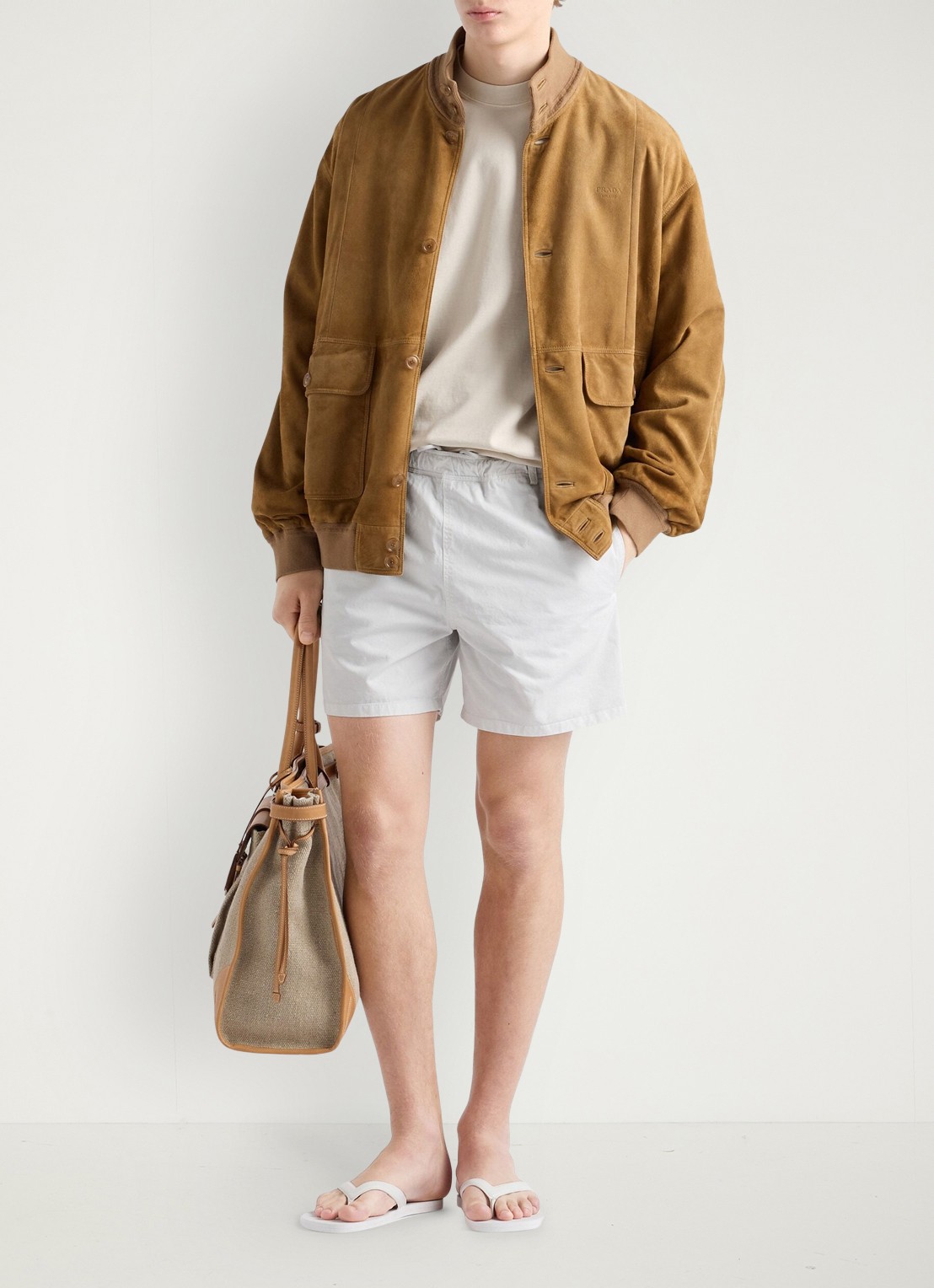 Prada Zwemshorts met steekzakken - voorkant 2 wit