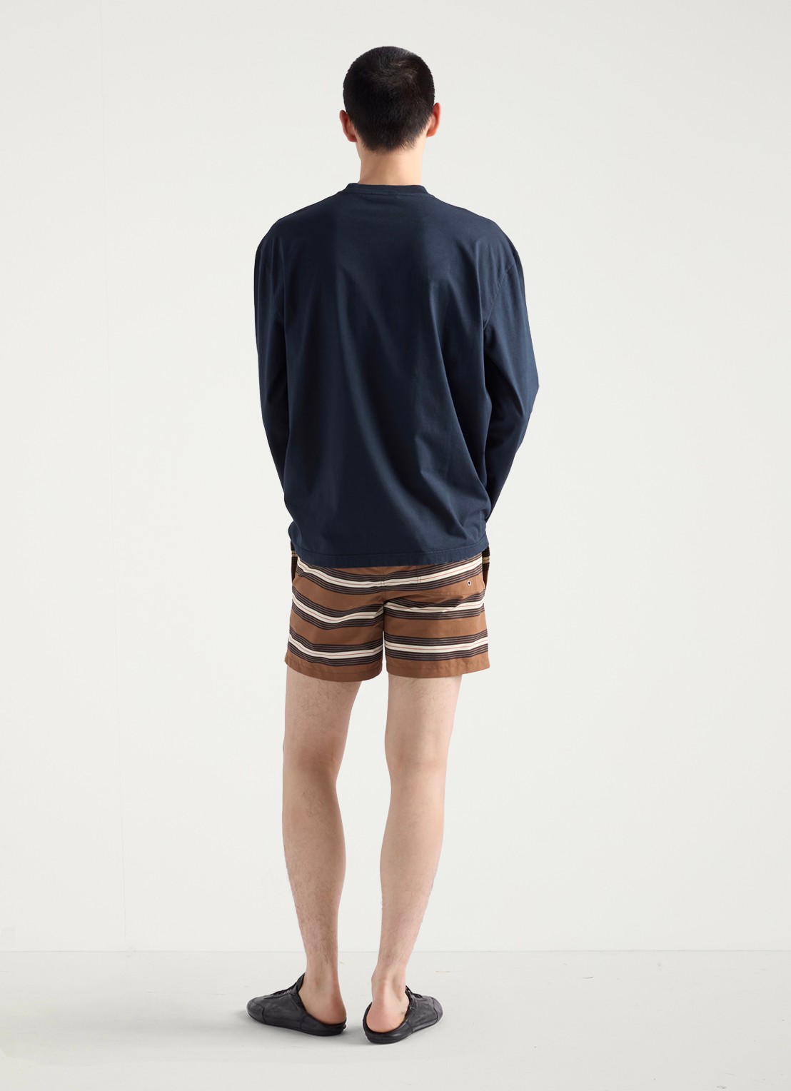 Prada Zwemshorts met streepprint - achterkant bruin