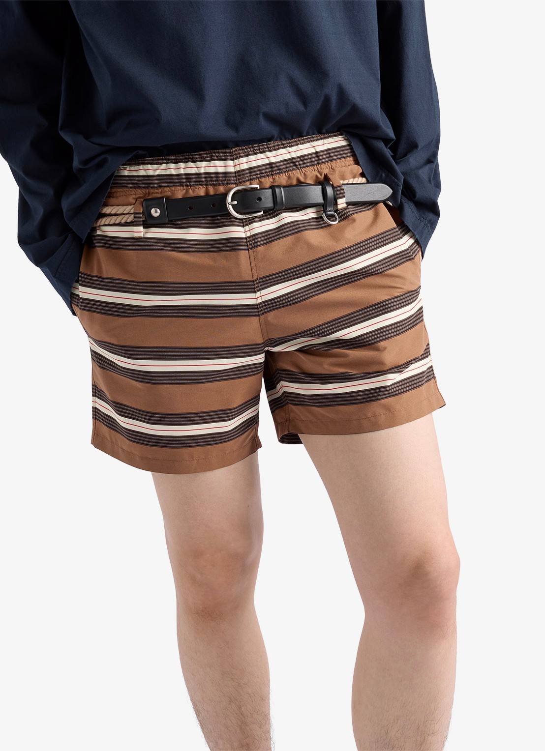 Prada Zwemshorts met streepprint - detail 2 bruin
