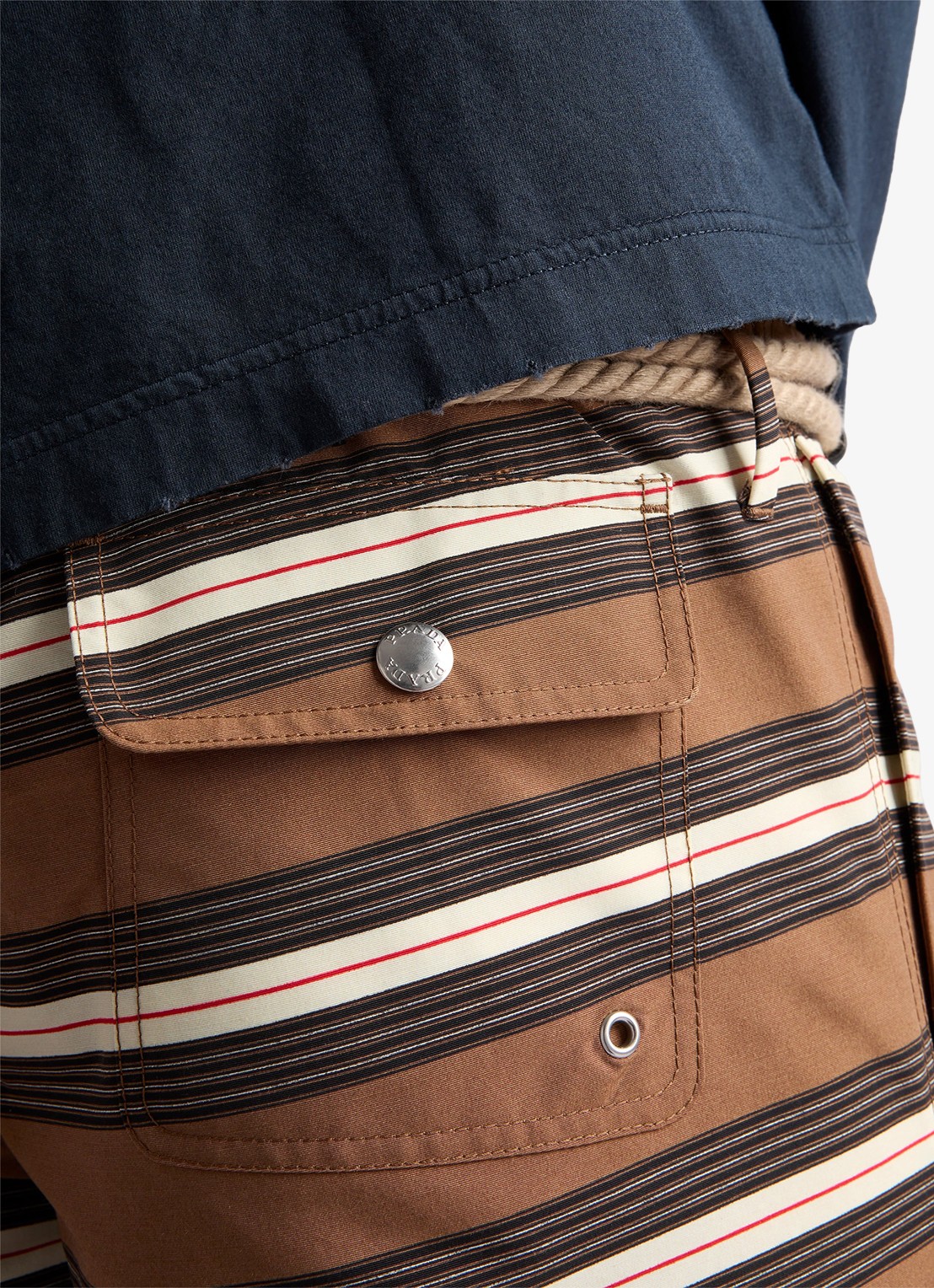 Prada Zwemshorts met streepprint - detail 3 bruin