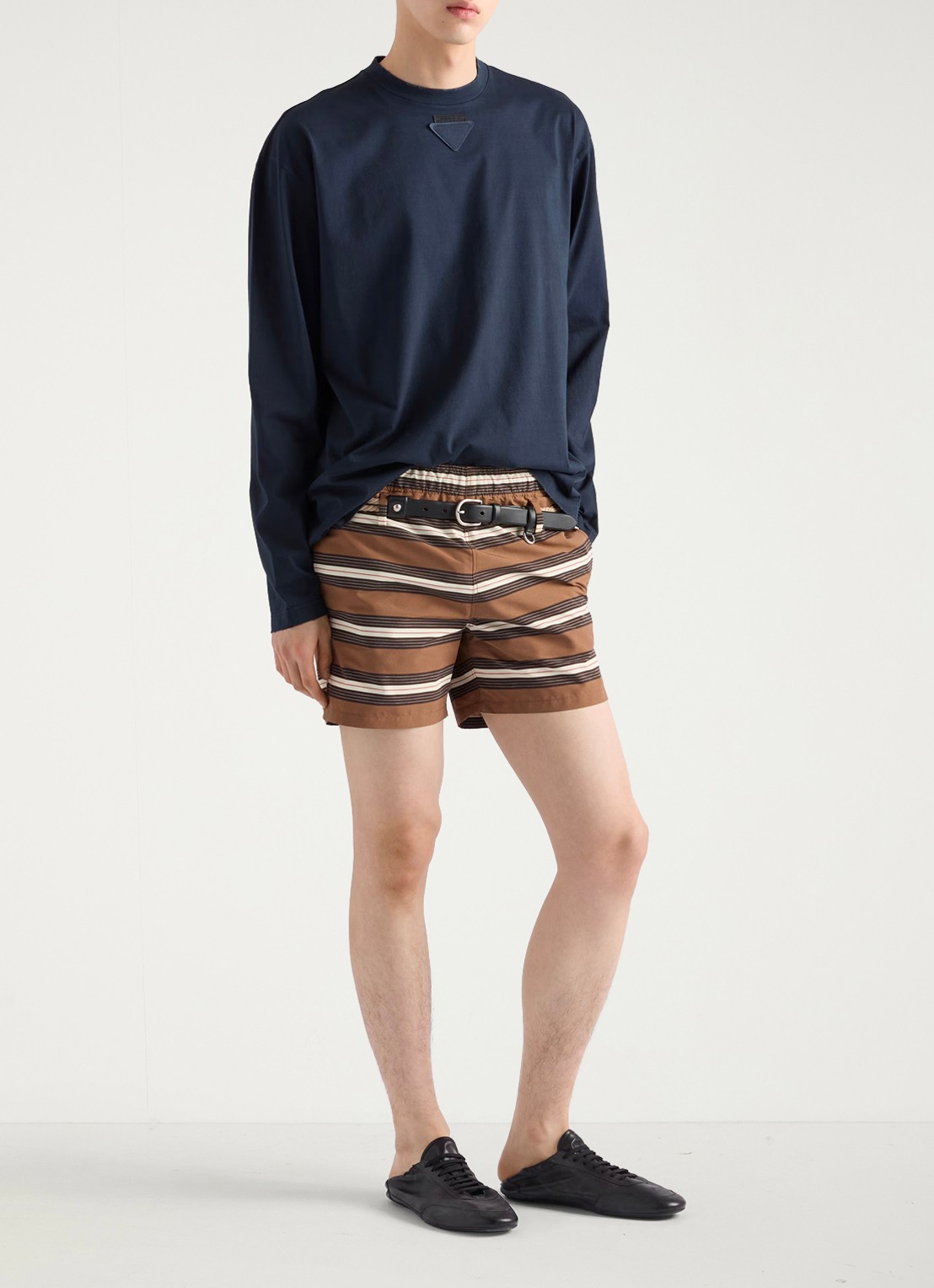 Prada Zwemshorts met streepprint - voorkant 5 bruin
