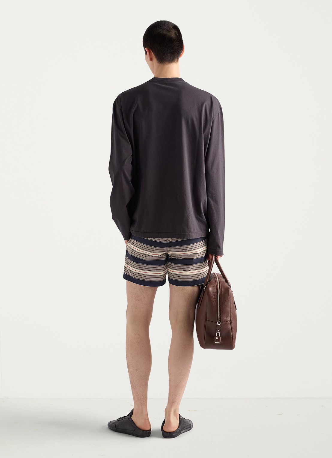 Prada Zwemshorts met streepprint - achterkant 3 donkerblauw