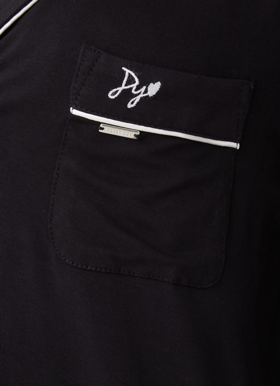 Pretty You Bamboo nachthemd met contrasterende bies - detail 5 zwart