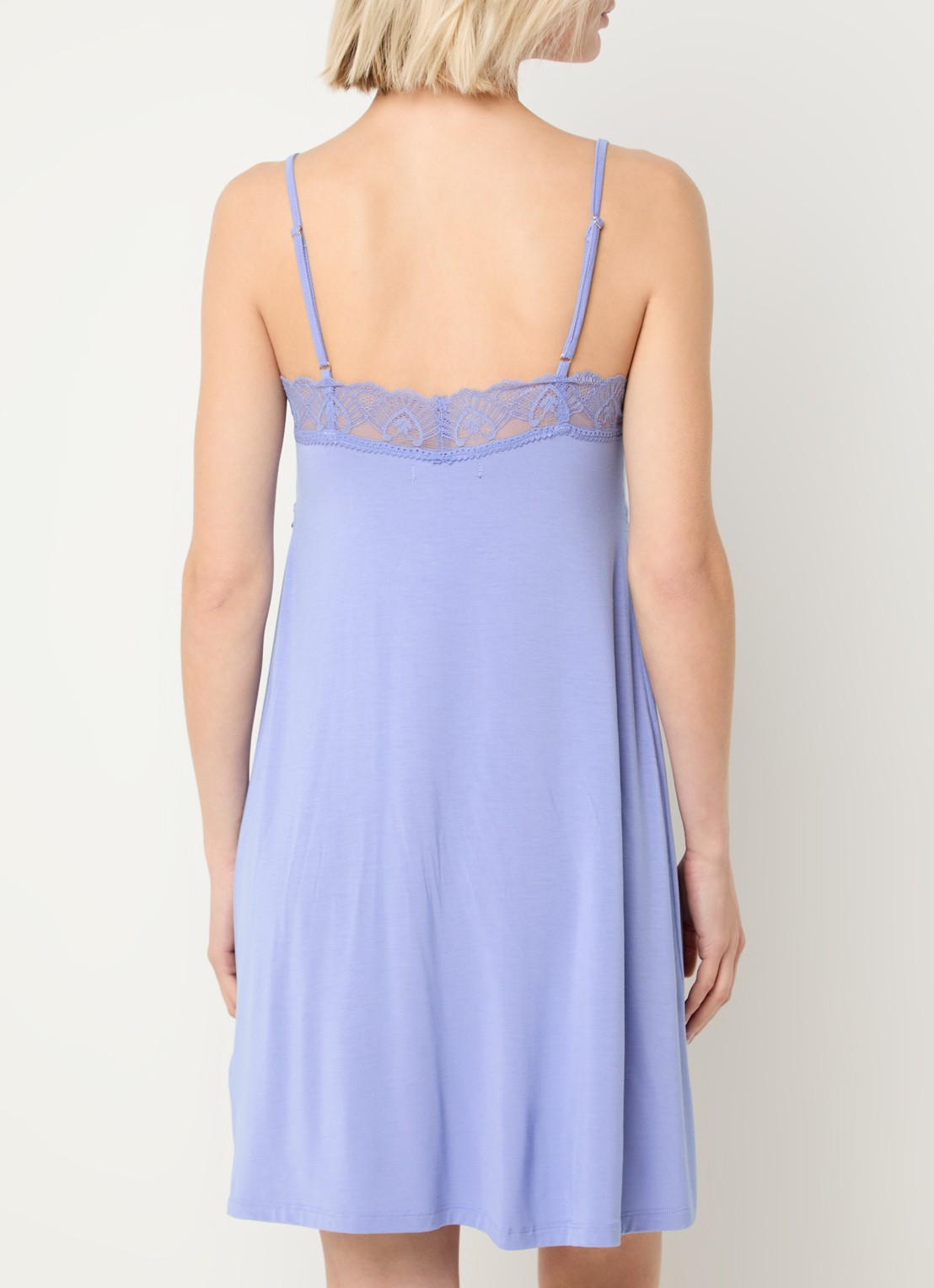 Pretty You Bamboo nachthemd met details van kant - achterkant lavendel