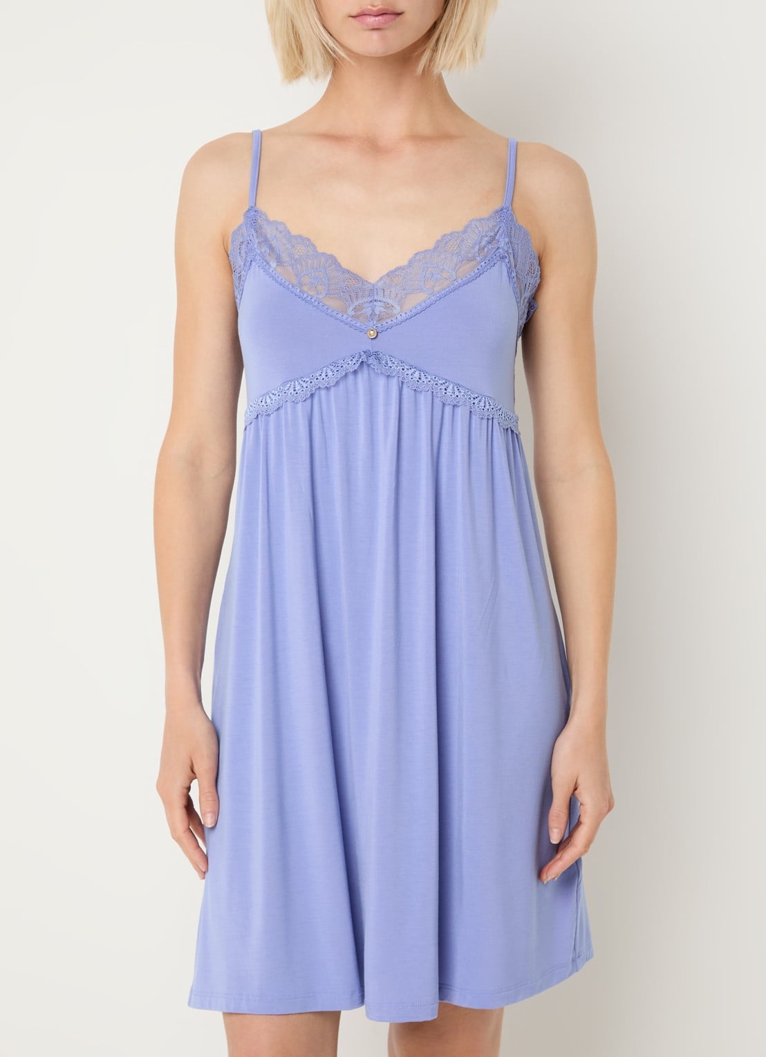 Pretty You Bamboo nachthemd met details van kant - detail 4 lavendel