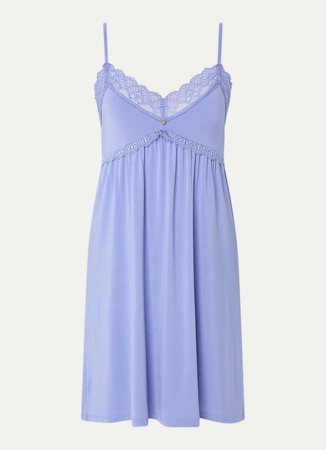 Pretty You Bamboo nachthemd met details van kant - voorkant 2 lavendel