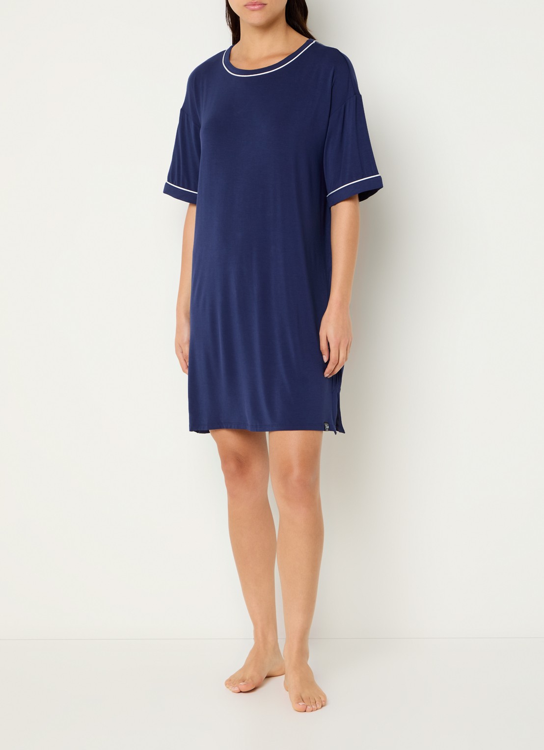 Pretty You Bamboo nachthemd - voorkant 3 donkerblauw