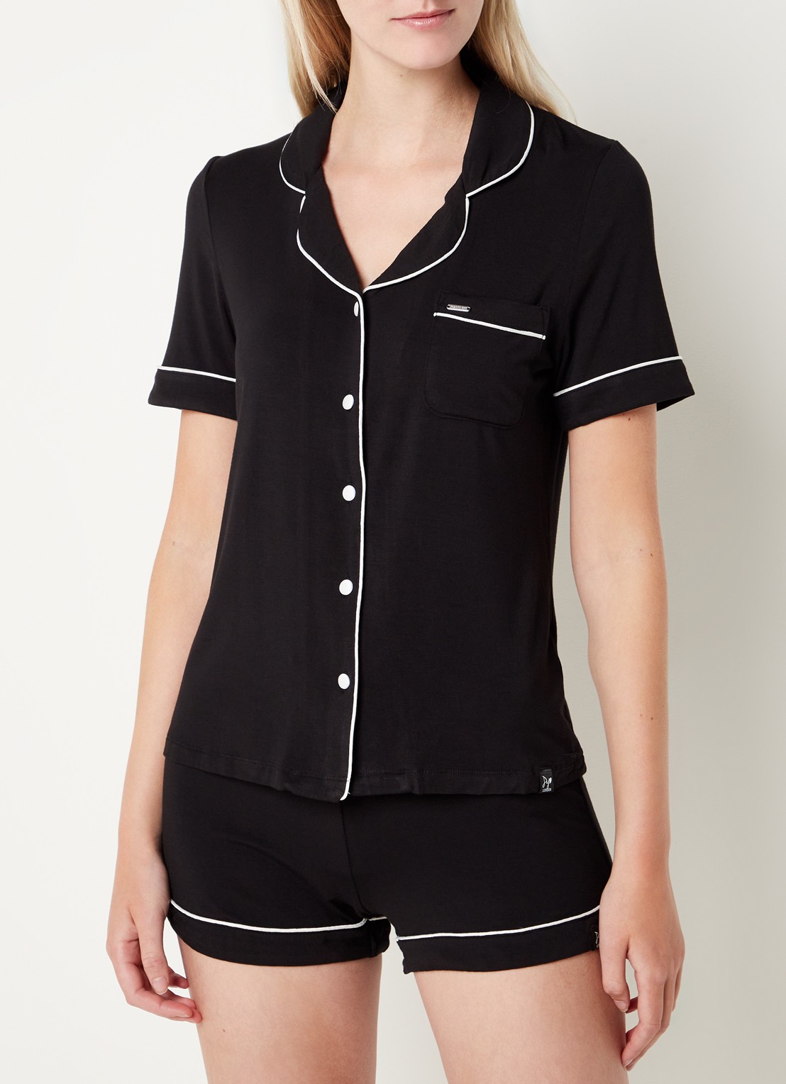Pretty You Bamboo pyjamaset met borstzak - detail 4 zwart