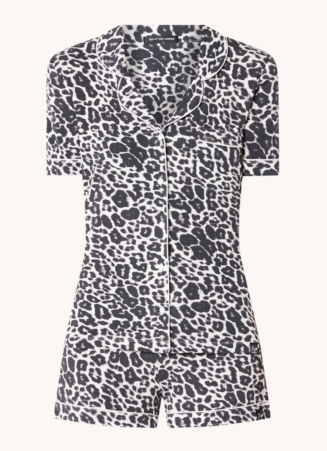 Pretty You Bamboo pyjamaset met borstzak - voorkant 2 donkergrijs