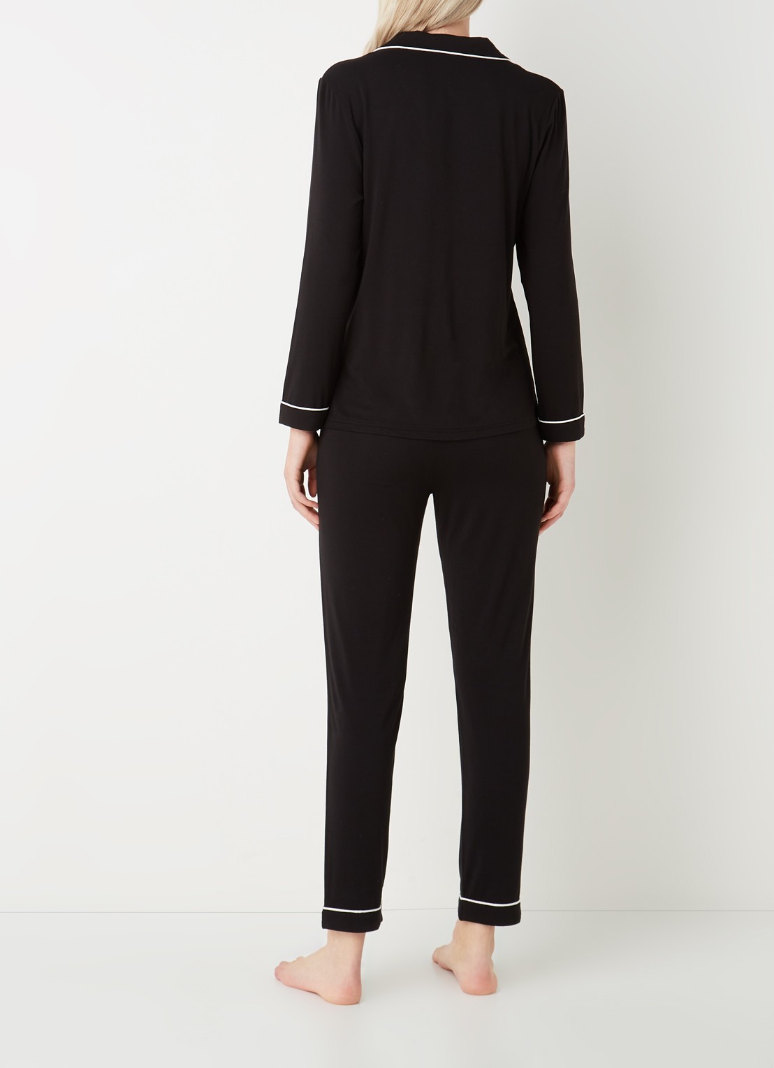 Pretty You Bamboo pyjamaset met contrasterende bies - achterkant 5 zwart