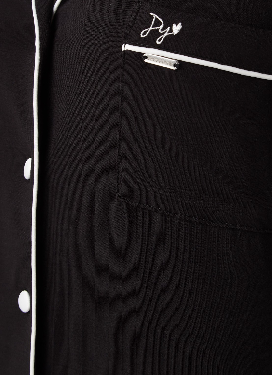 Pretty You Bamboo pyjamaset met contrasterende bies - detail 4 zwart