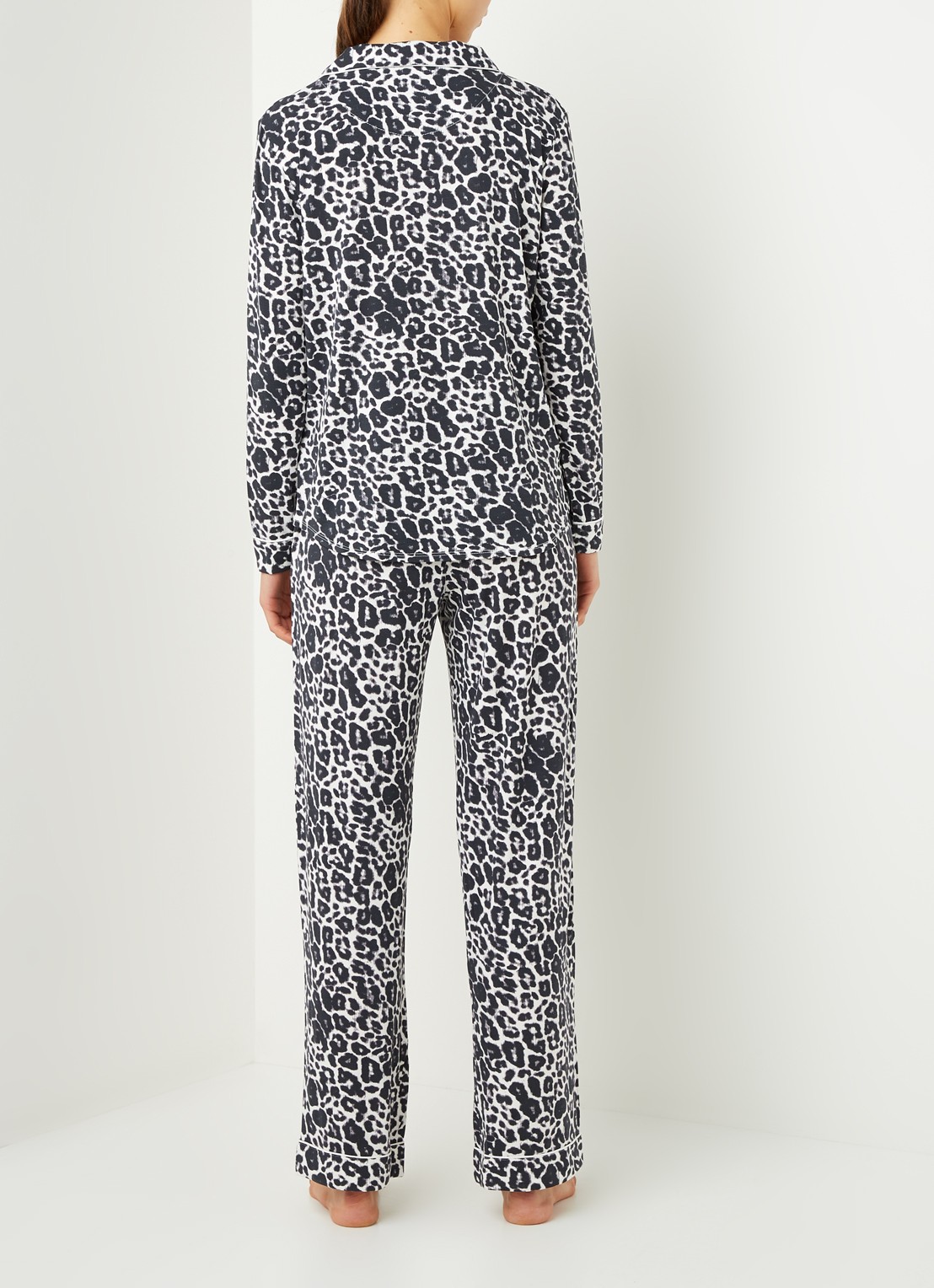 Pretty You Bamboo pyjamaset met contrasterende bies - achterkant donkergrijs