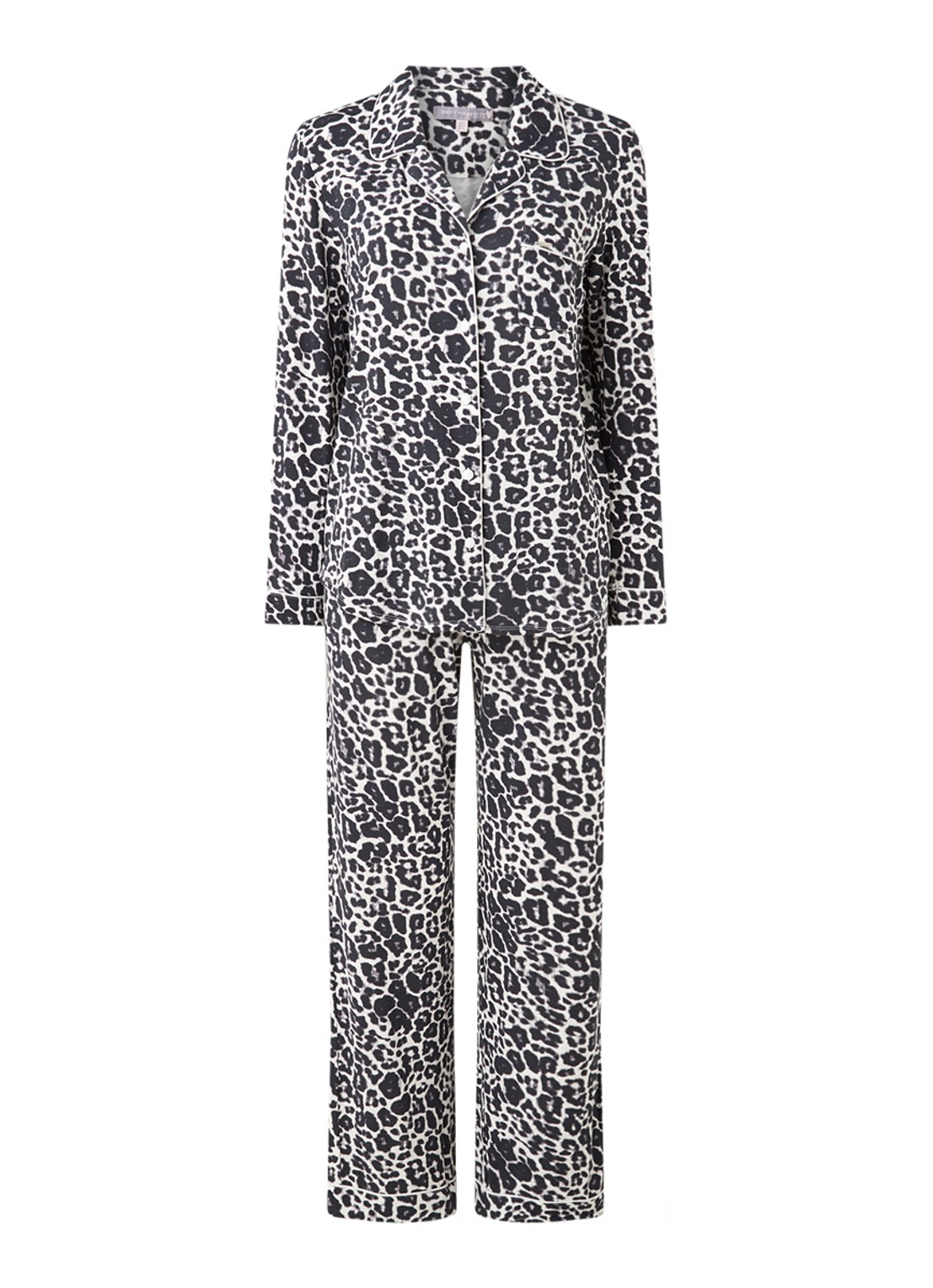 Pretty You Bamboo pyjamaset met contrasterende bies - voorkant 2 donkergrijs