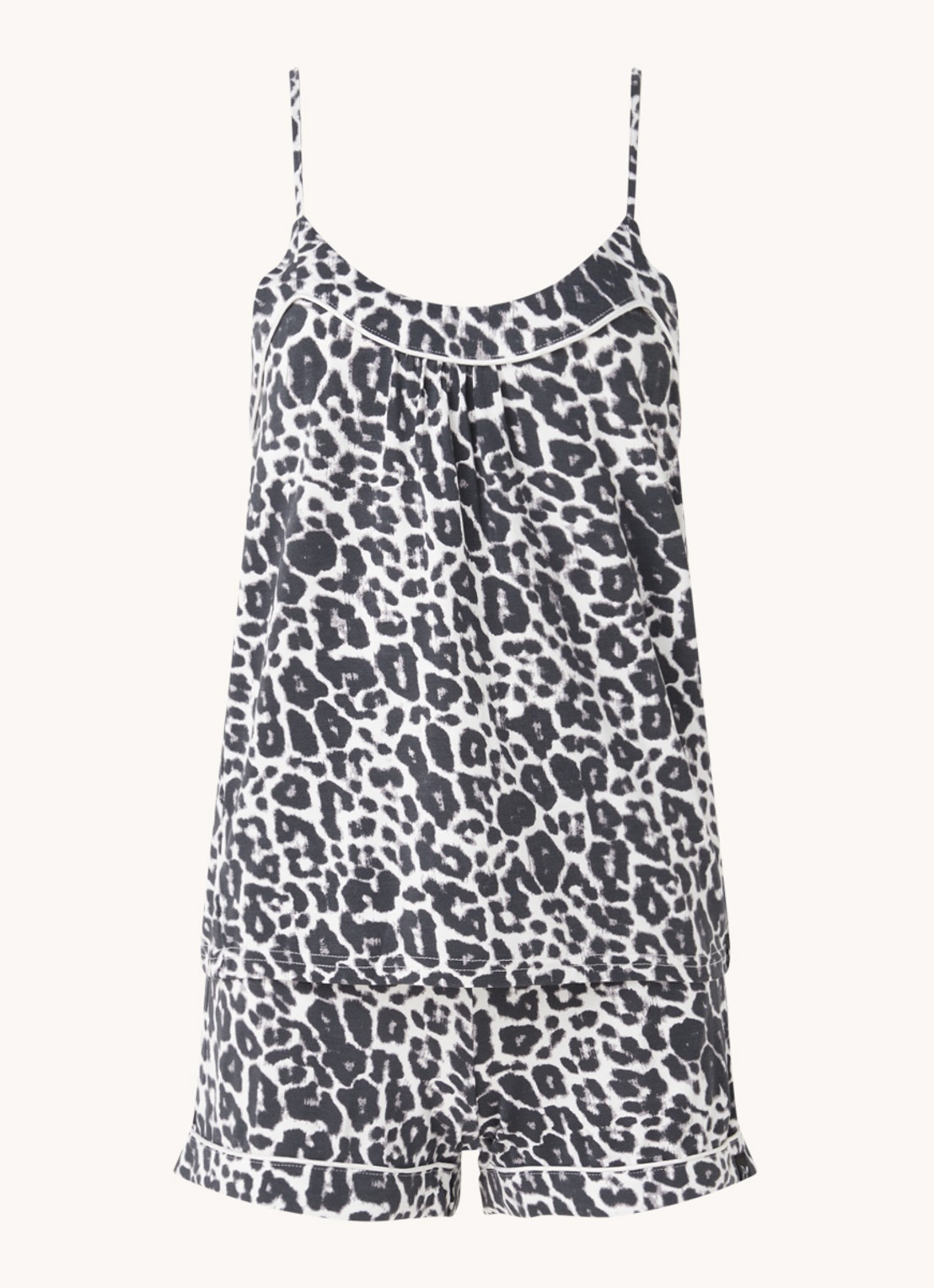 Pretty You Bamboo pyjamaset met contrasterende bies - voorkant 4 diepzwart