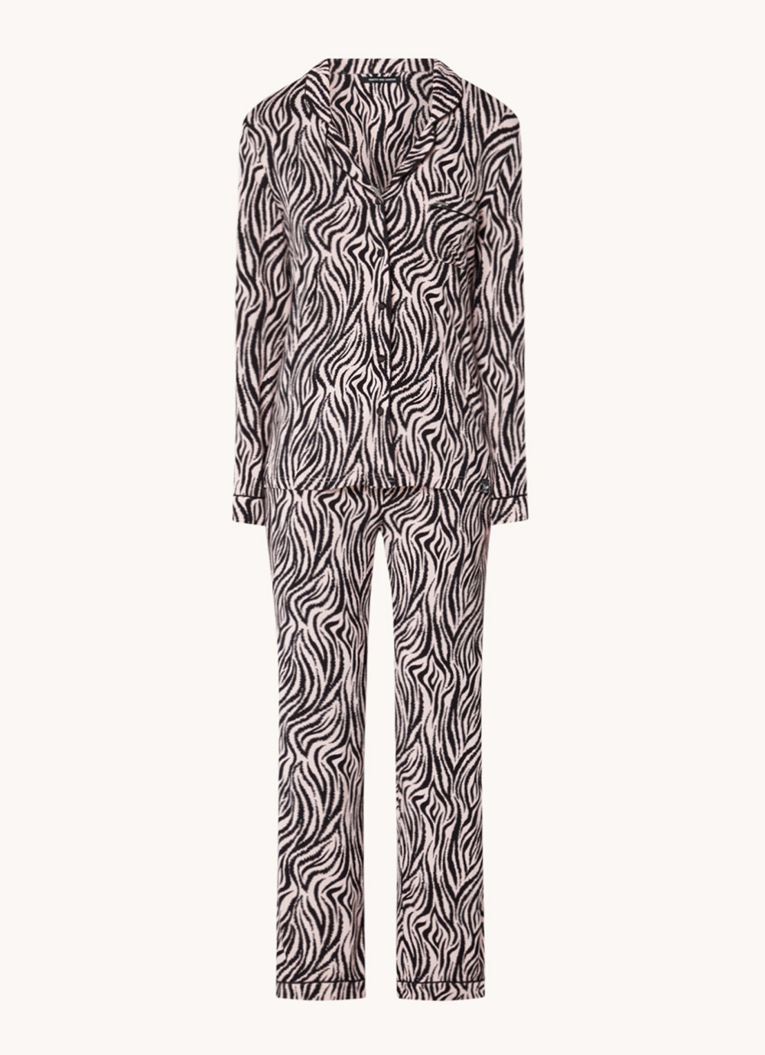Pretty You Bamboo pyjamaset met contrasterende bies - voorkant 2 roze