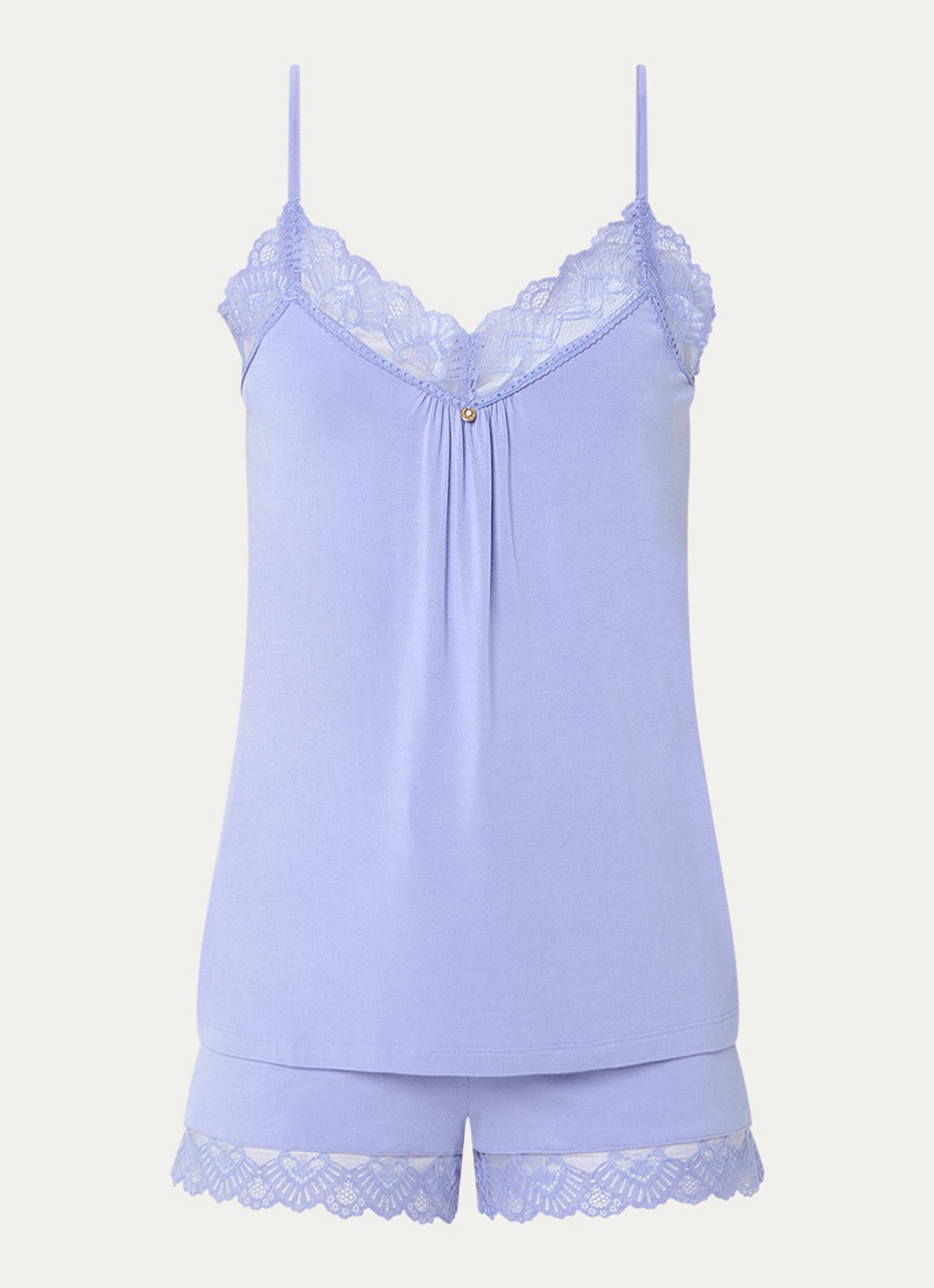 Pretty You Bamboo pyjamaset met details van kant - voorkant 2 lavendel