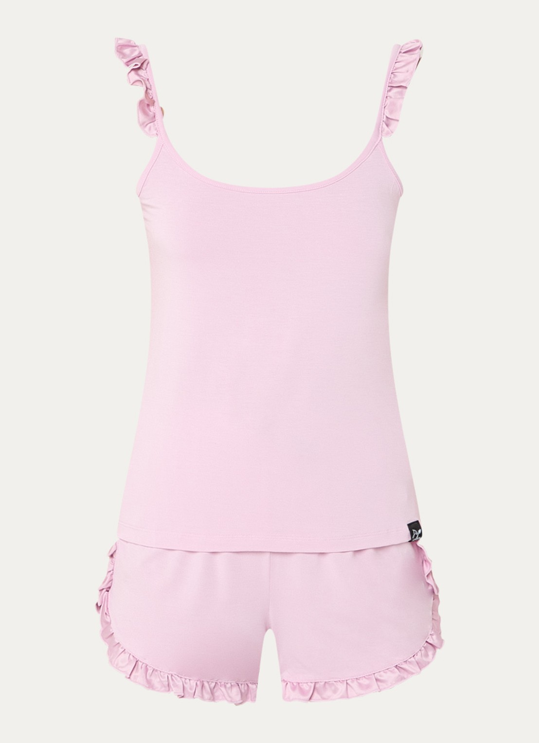 Pretty You Bamboo pyjamaset met ruches - voorkant 2 lichtroze