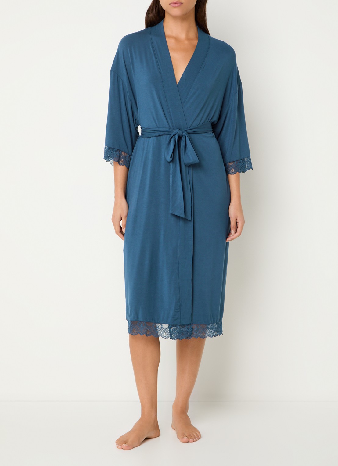 Pretty You Kimono met kant - detail 3 petrol