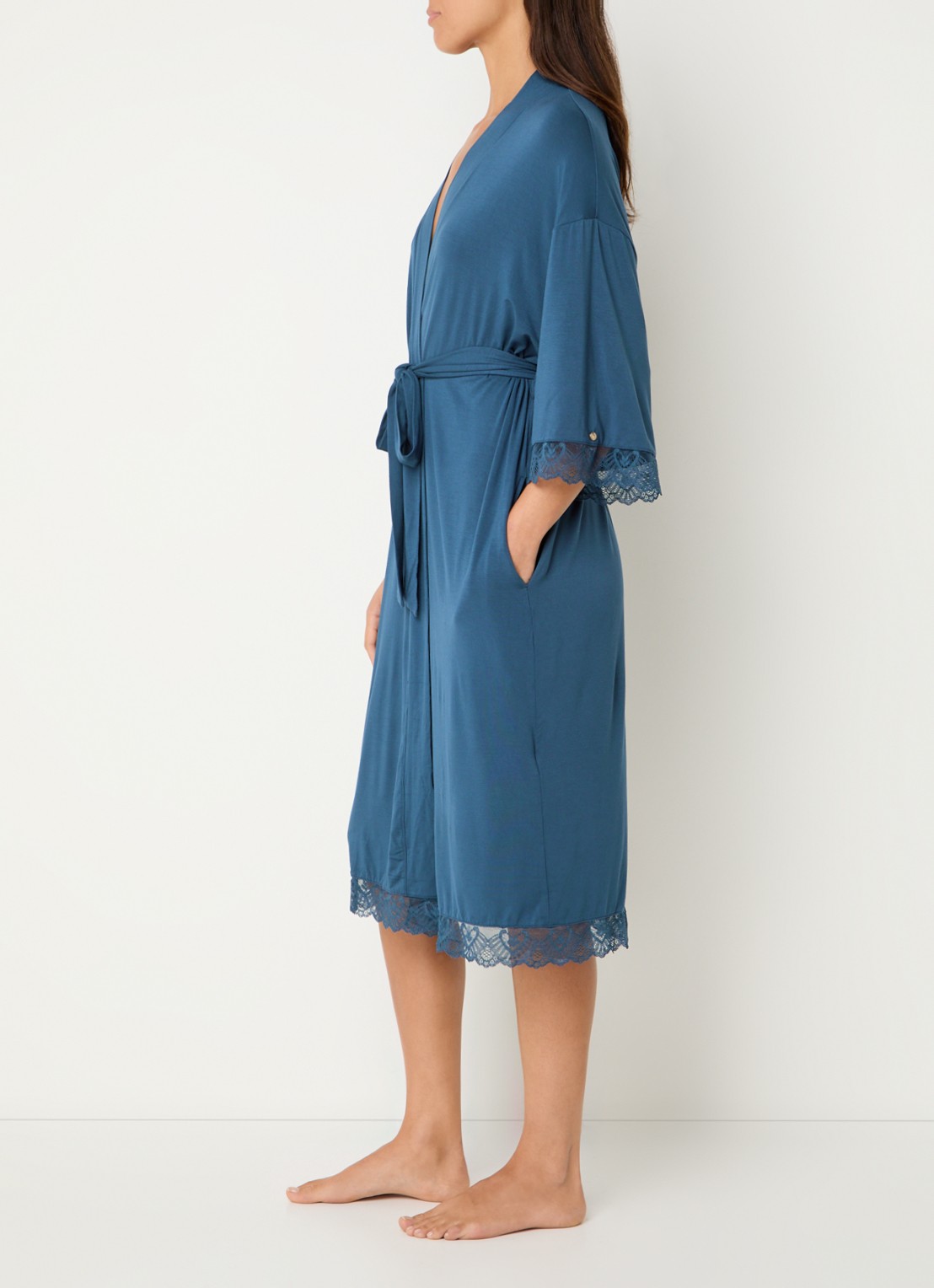 Pretty You Kimono met kant - voorkant 2 petrol