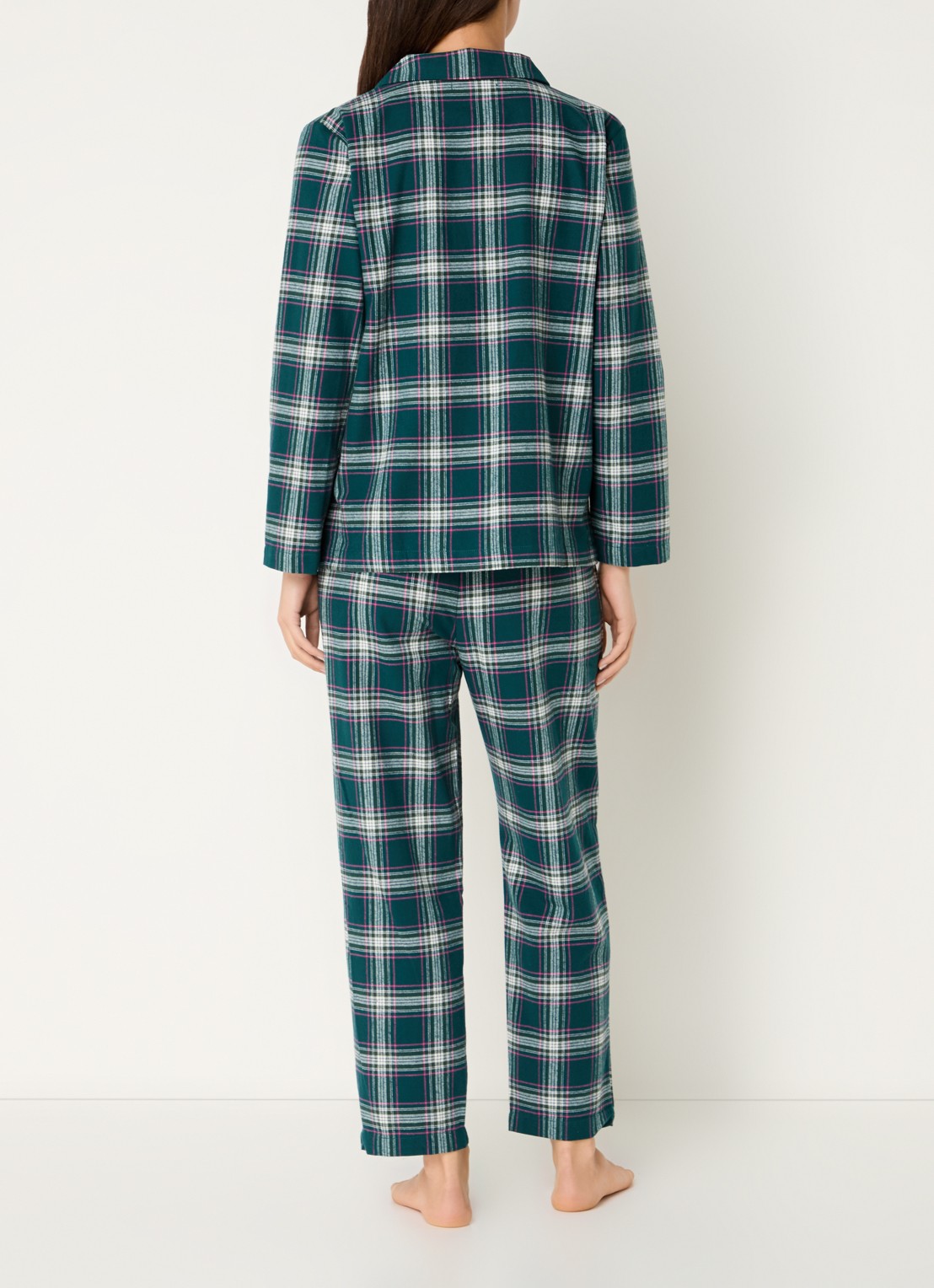 Pretty You Pyjamset met ruitdessin - achterkant donkergroen