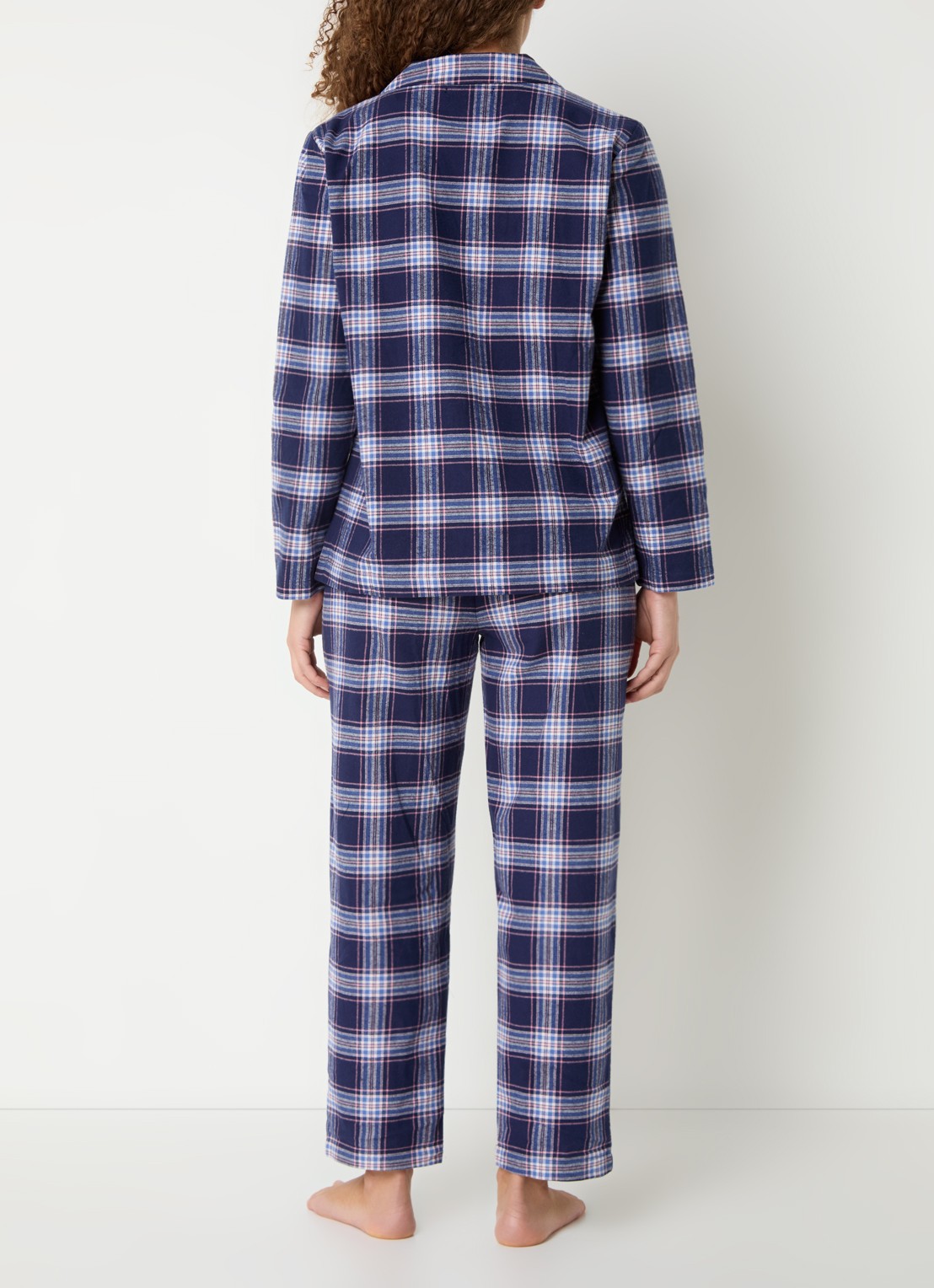 Pretty You Pyjamset met ruitdessin - achterkant 4 donkerblauw