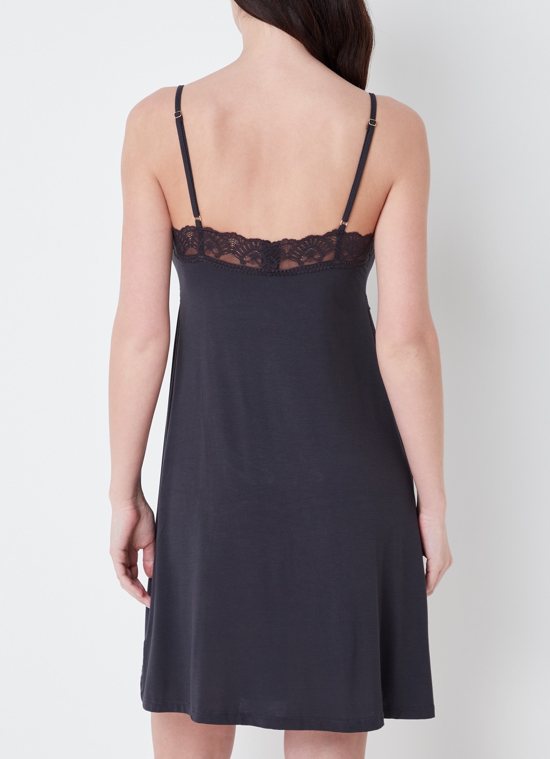 Pretty You Slipdress met kant - achterkant antraciet