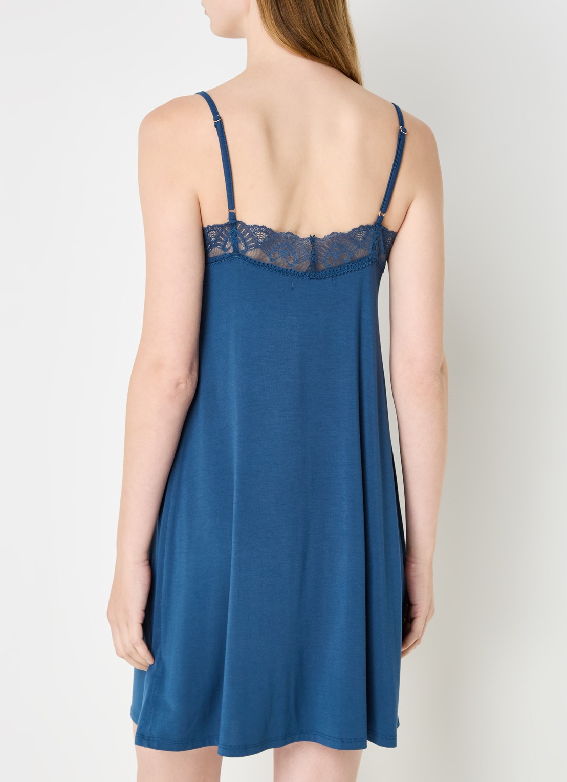 Pretty You Slipdress met kant - achterkant petrol