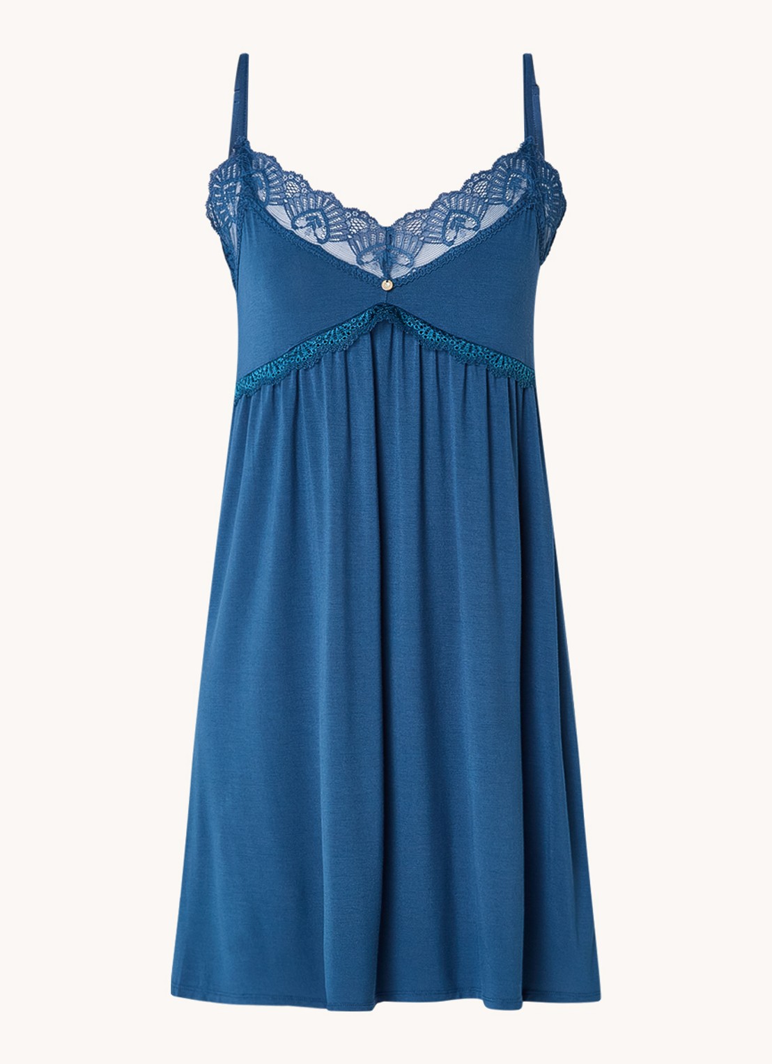 Pretty You Slipdress met kant - voorkant 3 petrol