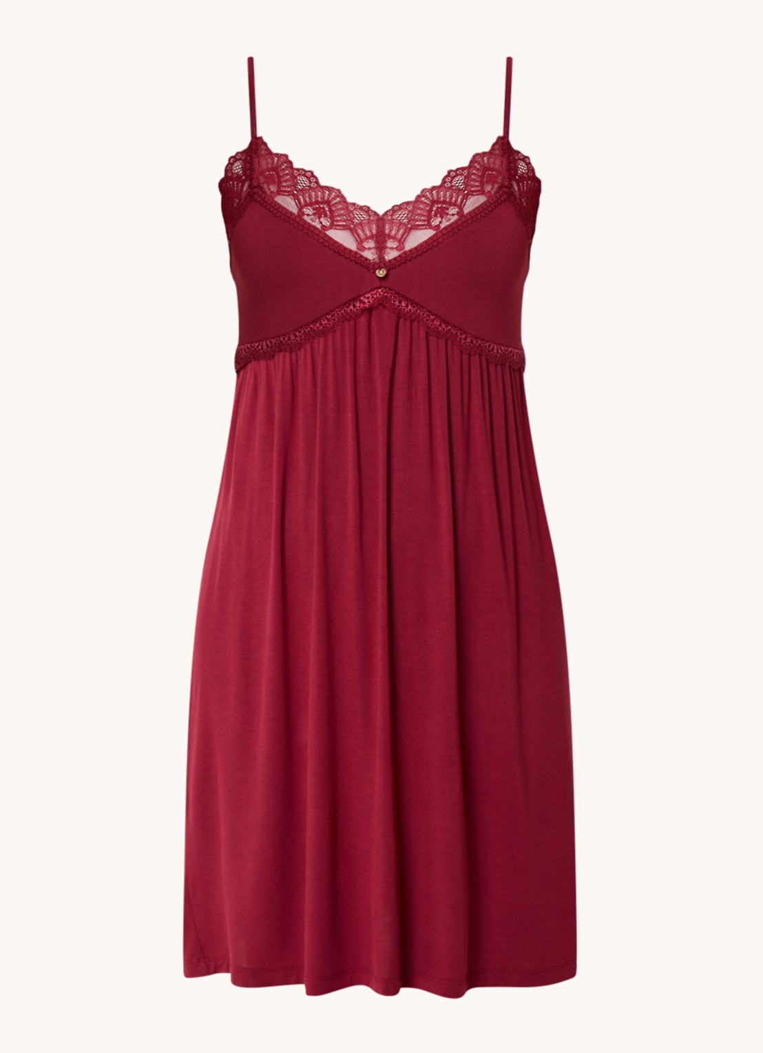 Pretty You Slipdress van bamboe met kant - voorkant 2 bordeauxrood