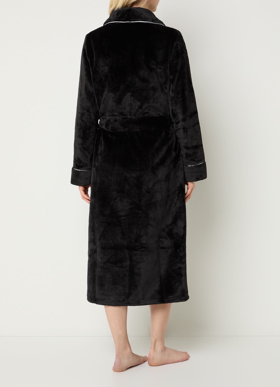 Pretty You Velour badjas met opgestikte zakken - achterkant 3 zwart