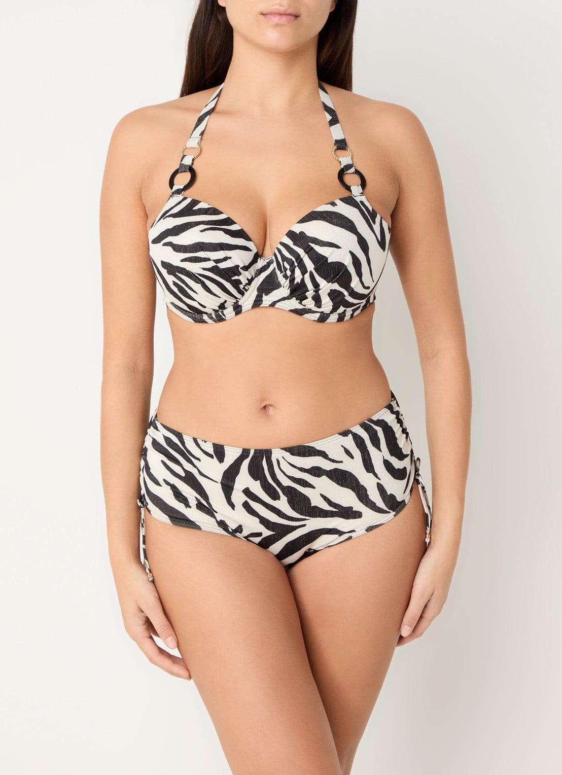 PrimaDonna Dalice hipster bikinislip met zebraprint en lurex - voorkant 2 wit