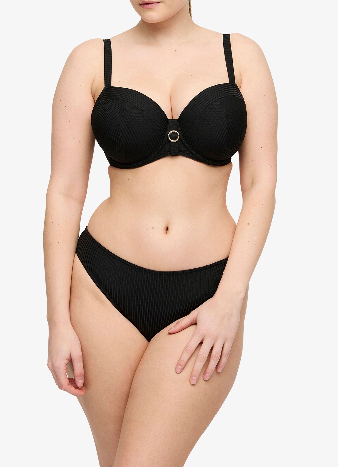 PrimaDonna Delray voorgevormde bikinitop met structuur - voorkant 2 zwart
