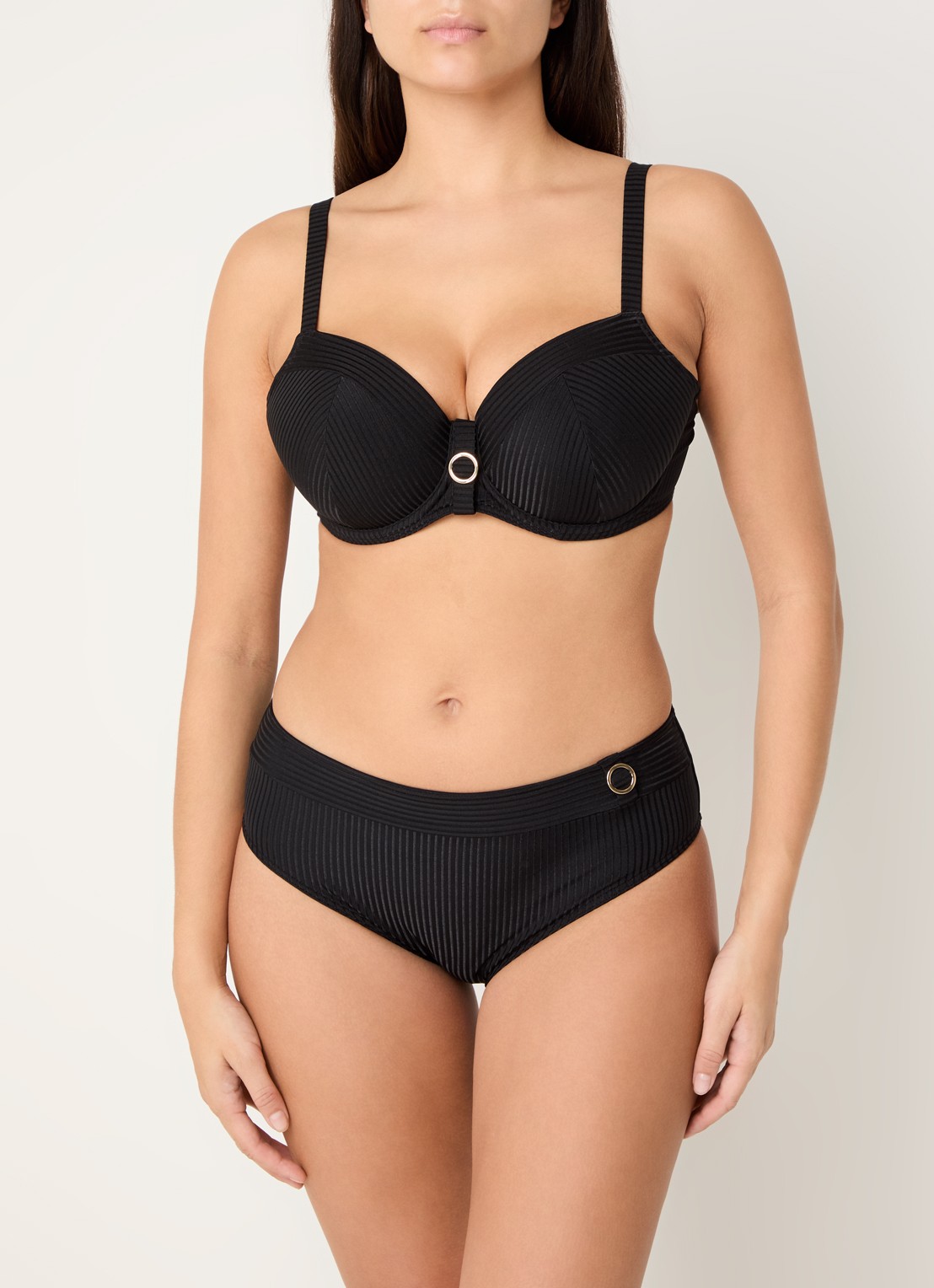PrimaDonna Delray voorgevormde bikinitop met structuur - voorkant 5 zwart