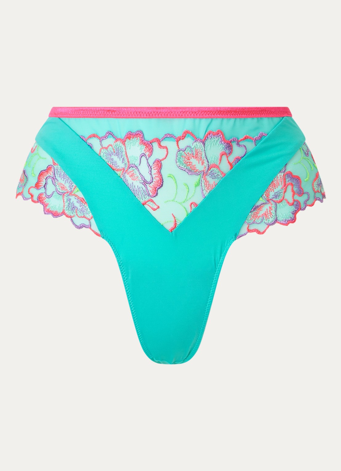 PrimaDonna Devdaha string met kant - voorkant 2 turquoise