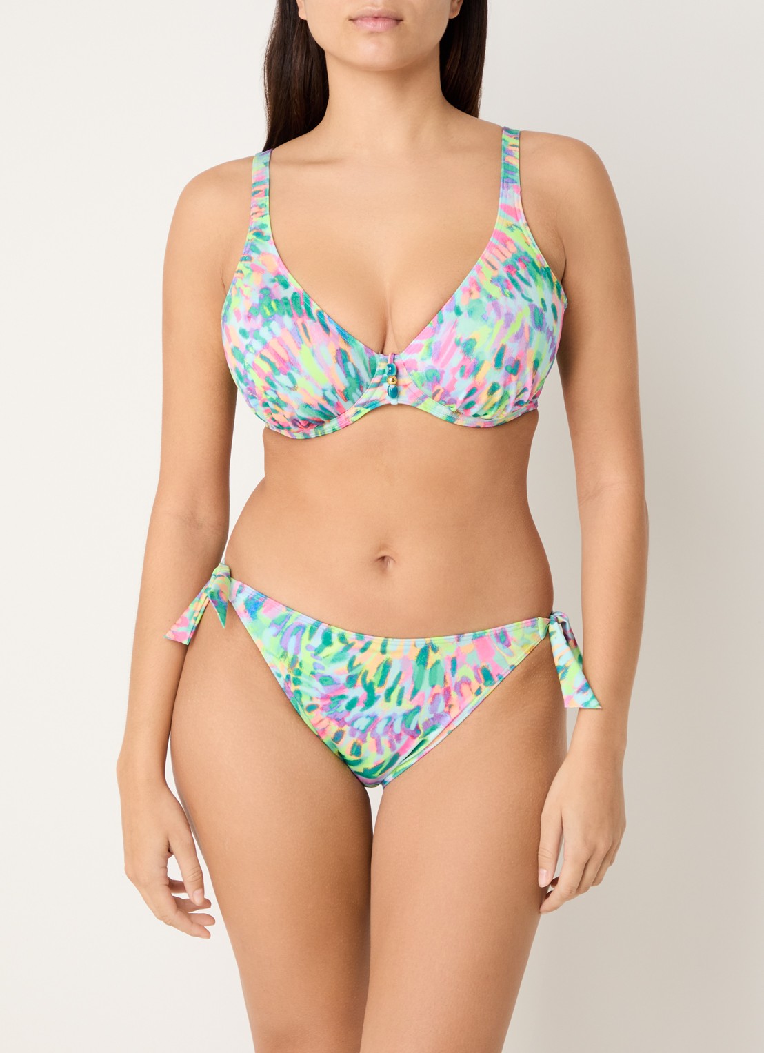 PrimaDonna Douala bikinislip met print  - voorkant 2 turquoise