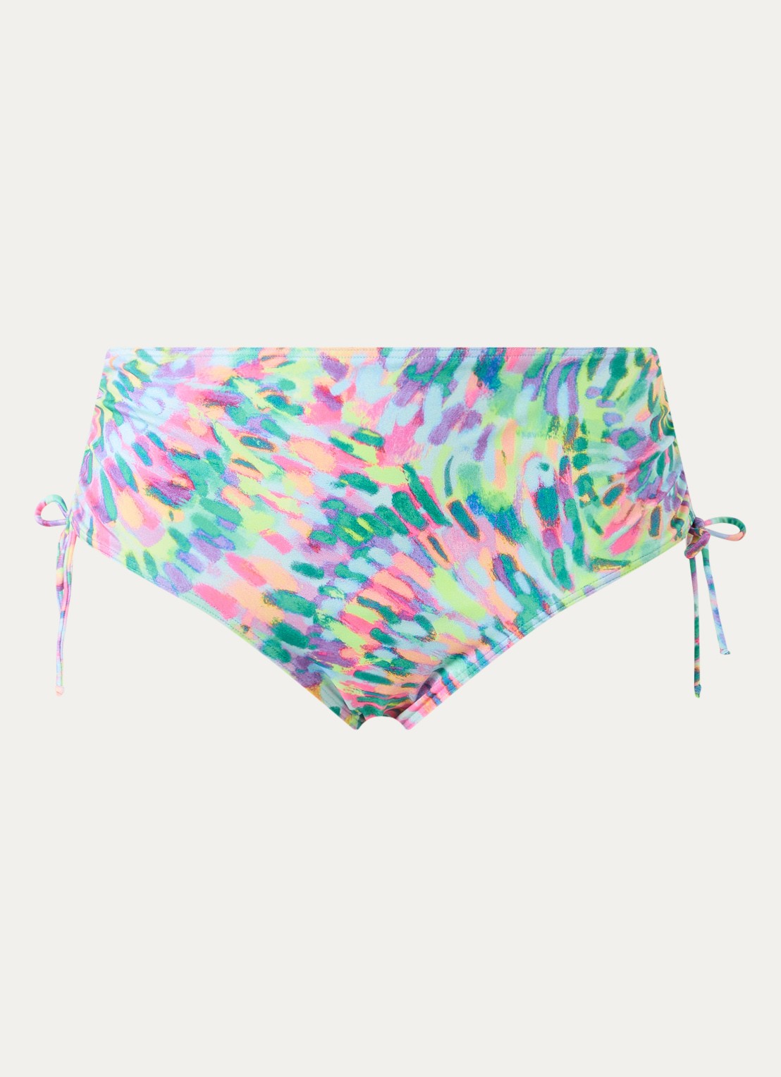 PrimaDonna Douala hipster bikinislip met print en ruches - voorkant 2 turquoise