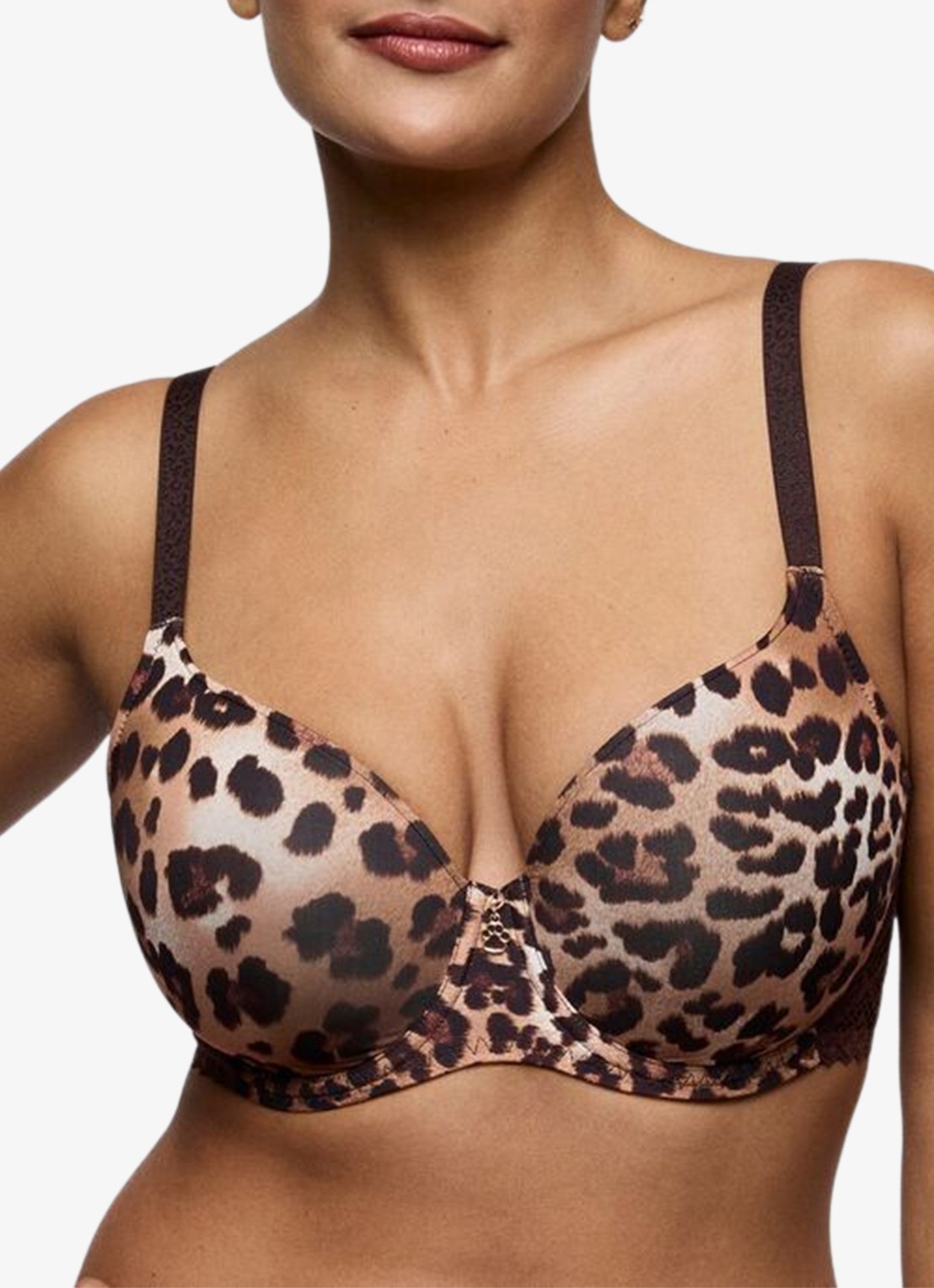 PrimaDonna Giganni voorgevormde beugel bh met panterprint - detail bruin