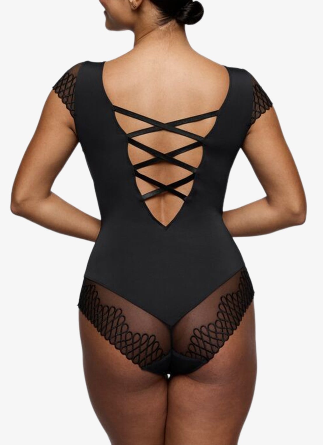 PrimaDonna Jokko body met mesh en borduring - achterkant 3 zwart