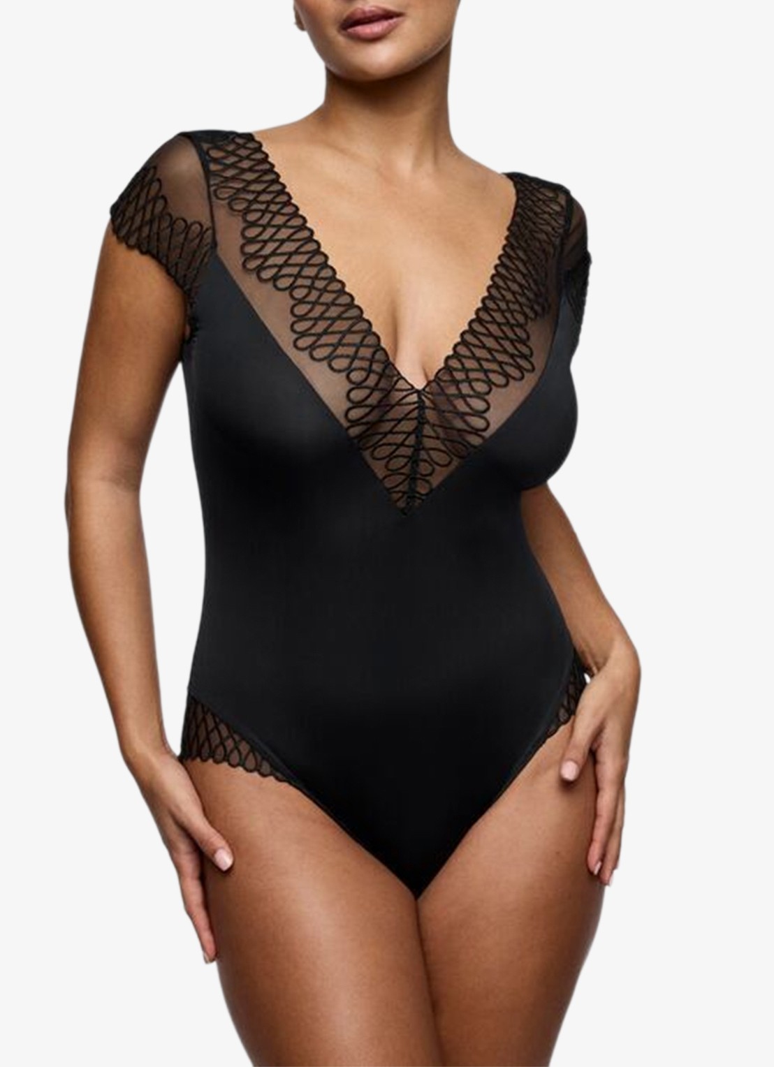 PrimaDonna Jokko body met mesh en borduring - detail zwart
