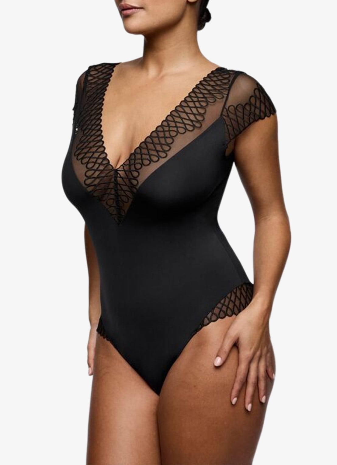 PrimaDonna Jokko body met mesh en borduring - detail 2 zwart