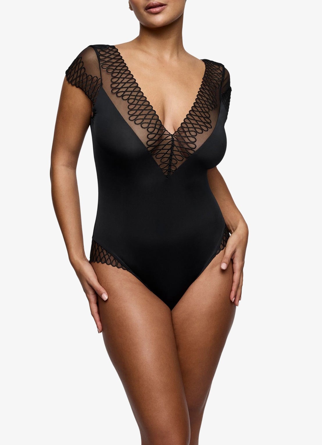 PrimaDonna Jokko body met mesh en borduring - voorkant 5 zwart