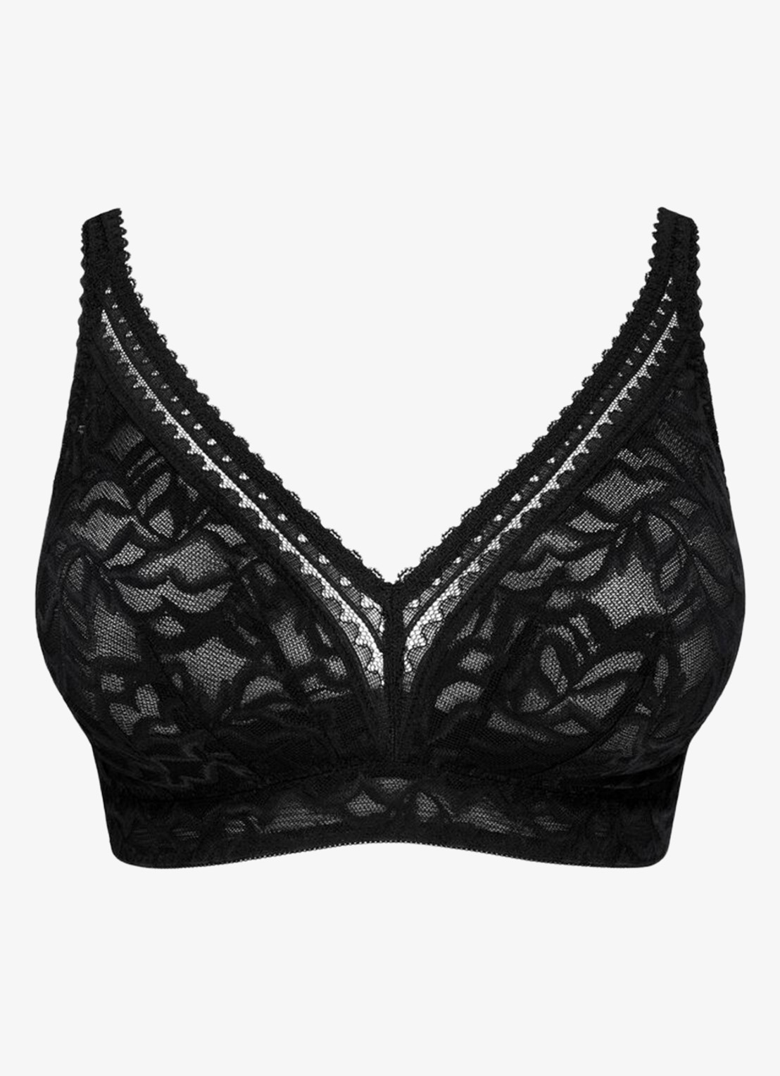 PrimaDonna Miyara bralette van mesh met borduring - voorkant 4 zwart
